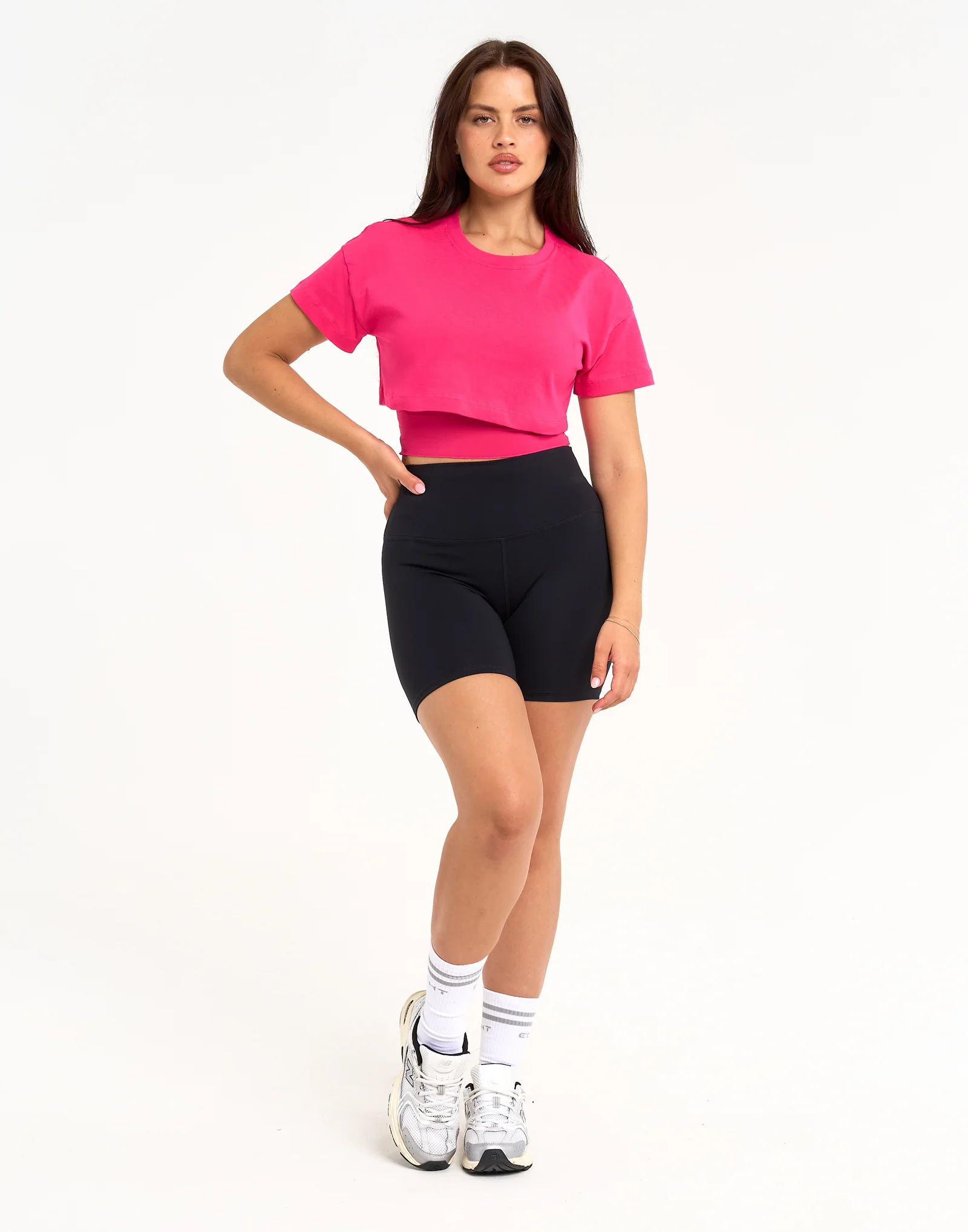 Layered Cropped Tee - Pink - Image 8
