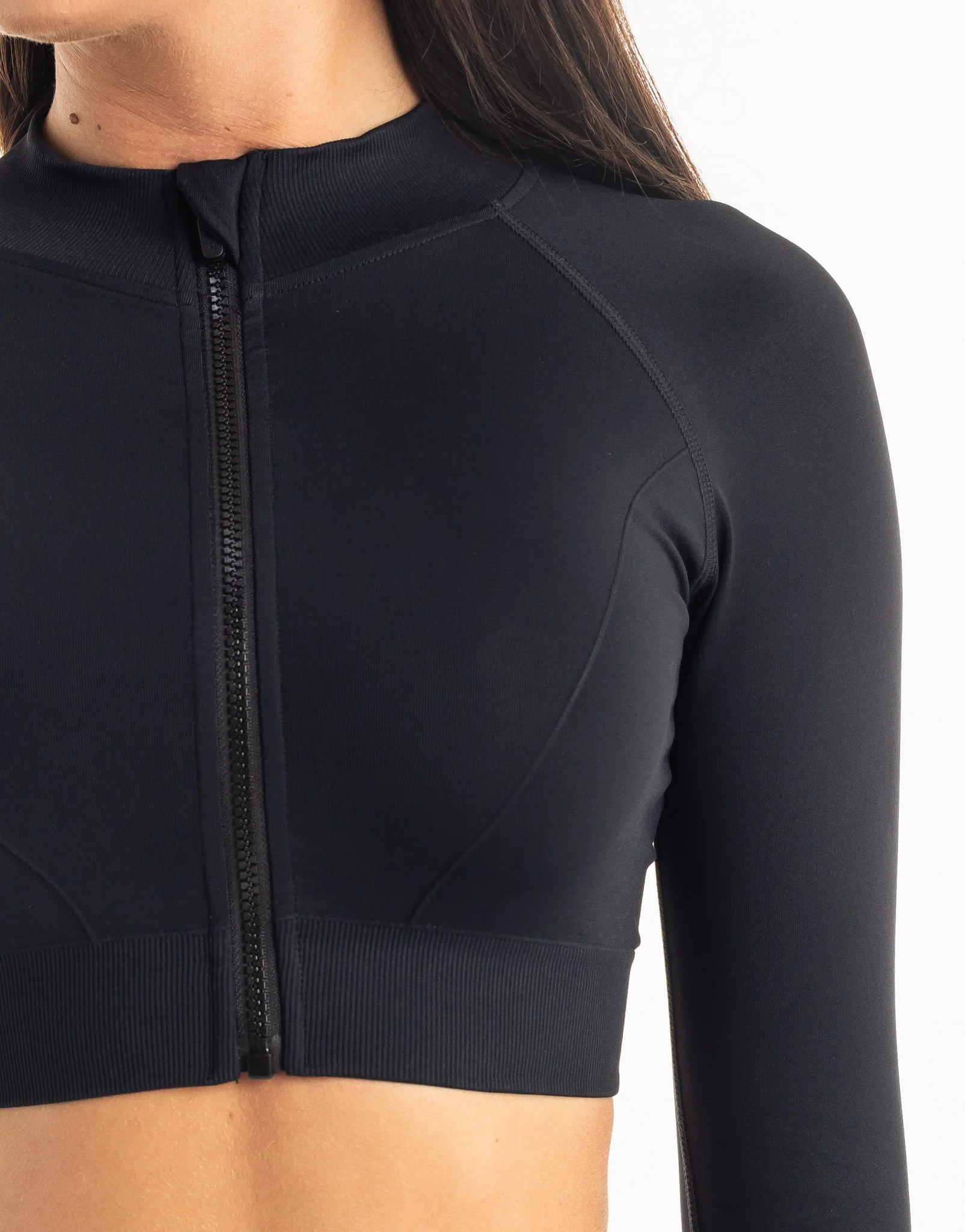 League Cropped Zip-Up - Black - Image 4