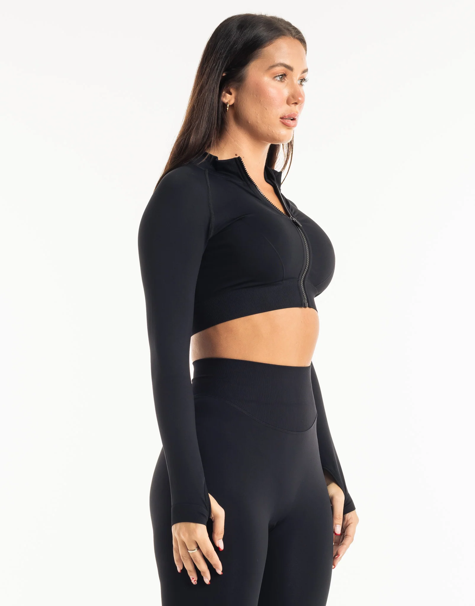 League Cropped Zip-Up - Black - Image 7
