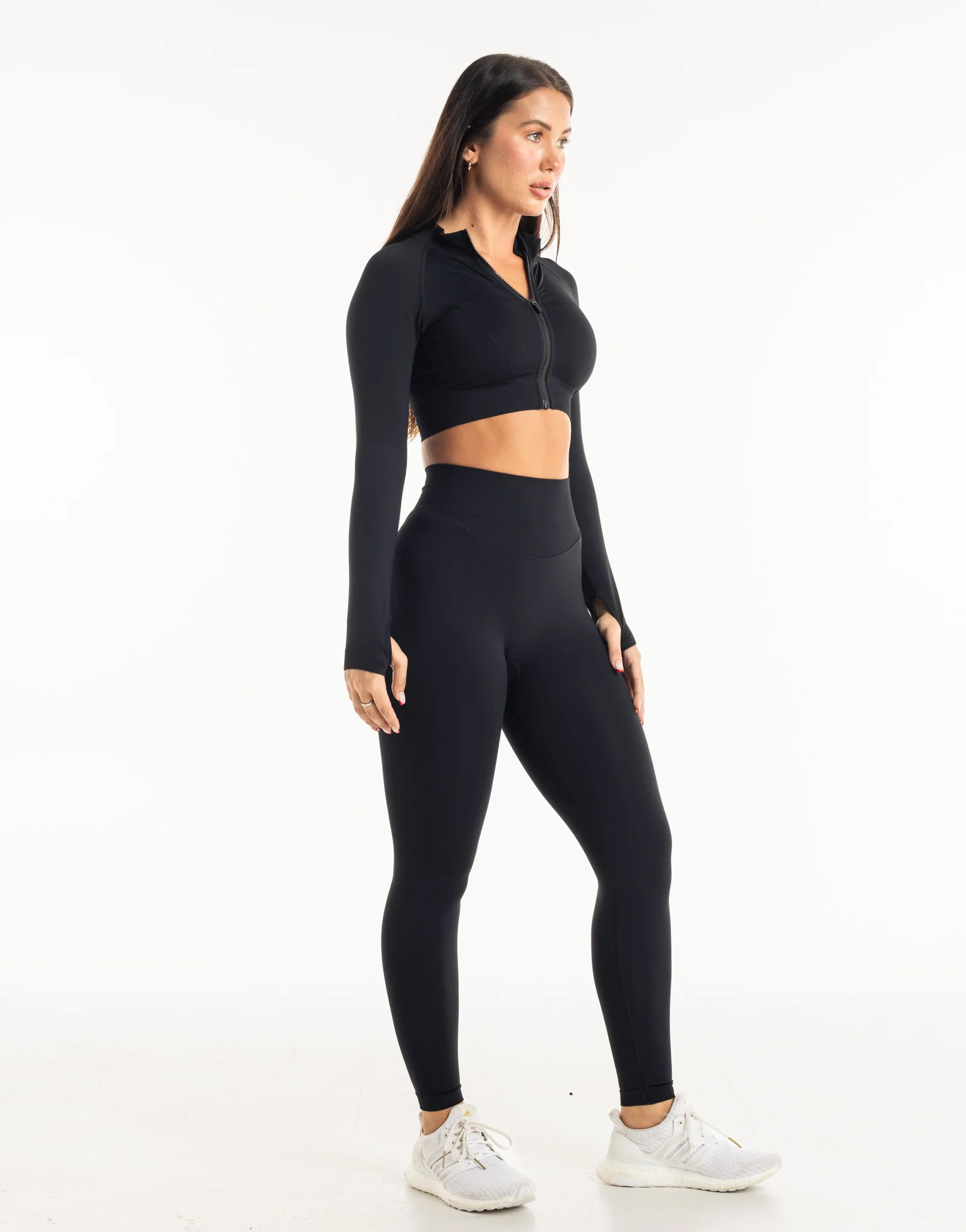 League Cropped Zip-Up - Black - Image 8