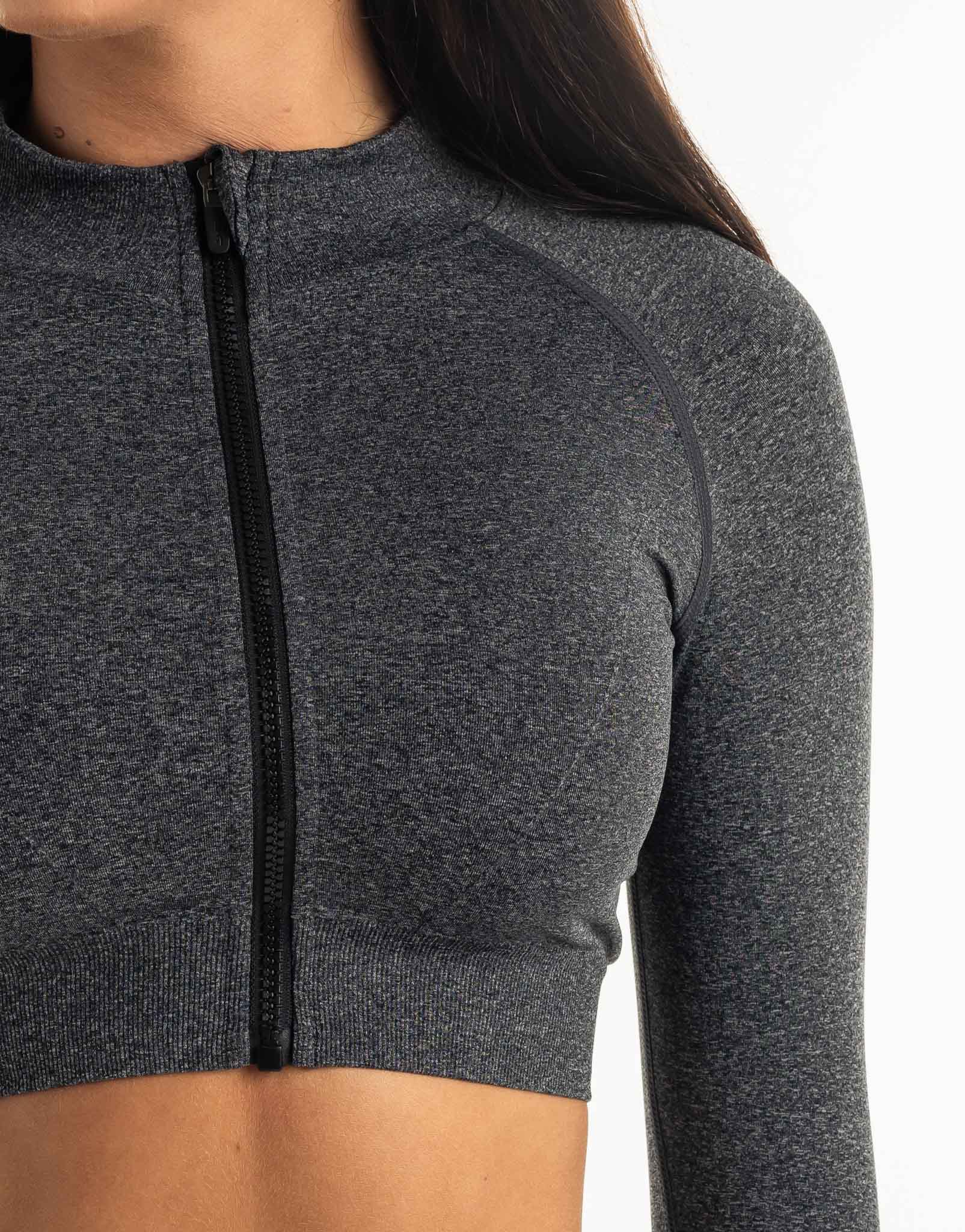League Cropped Zip-Up - Charcoal - Image 3