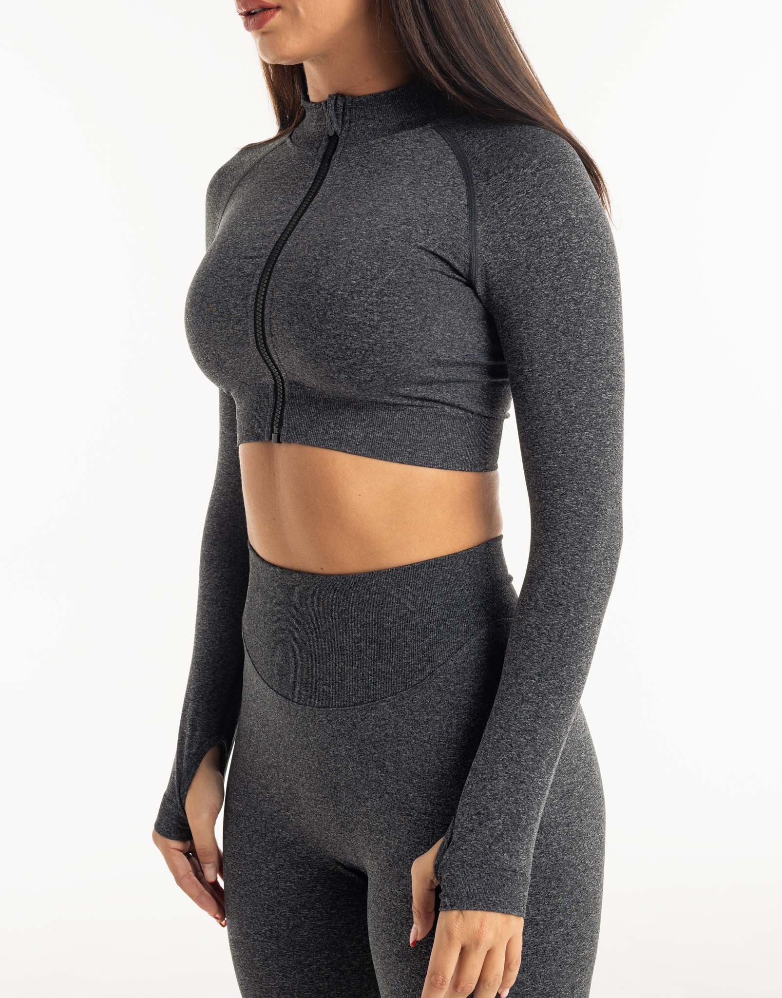 League Cropped Zip-Up - Charcoal - Image 9