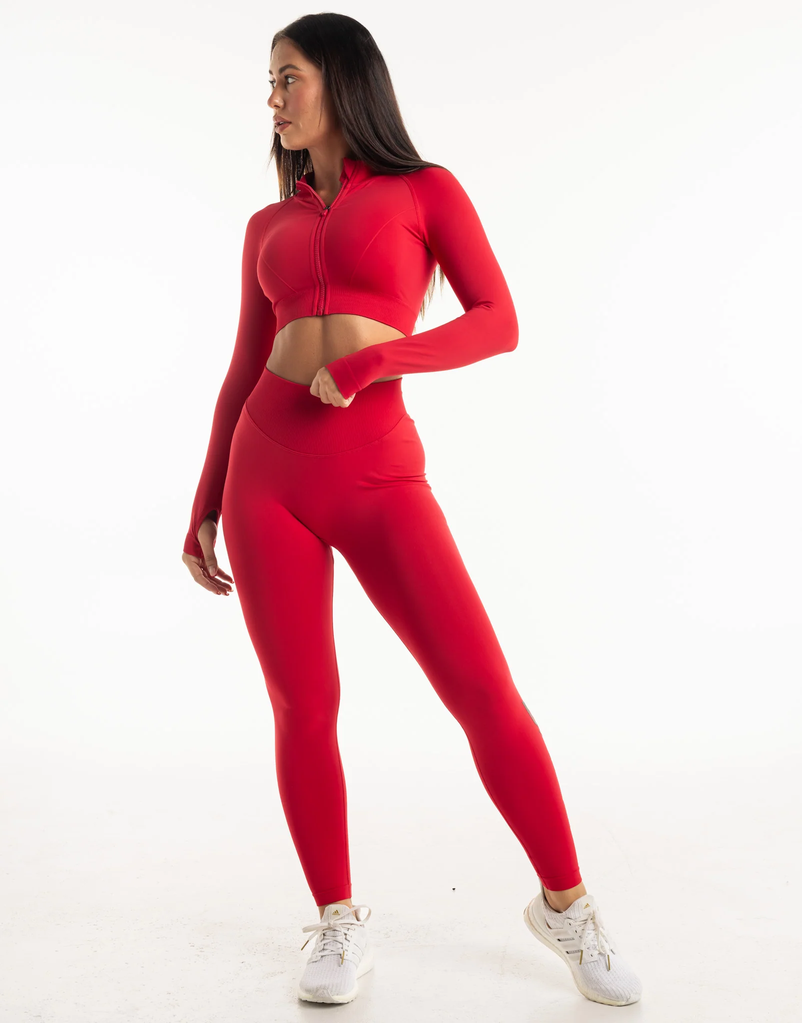 League Cropped Zip-Up - Magenta Red - Image 3