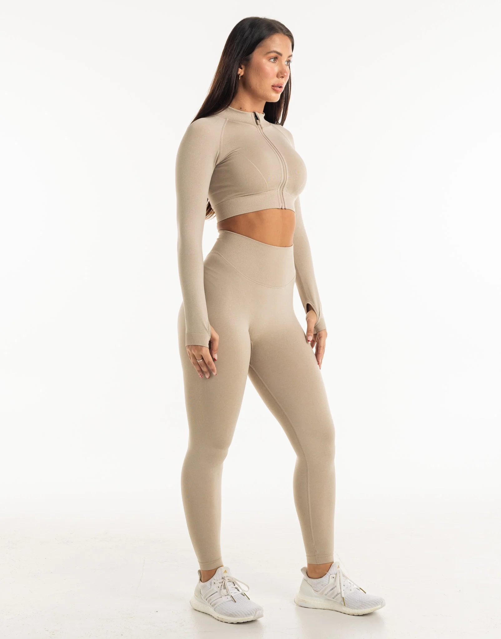 League Cropped Zip-Up - Taupe Grey - Image 9