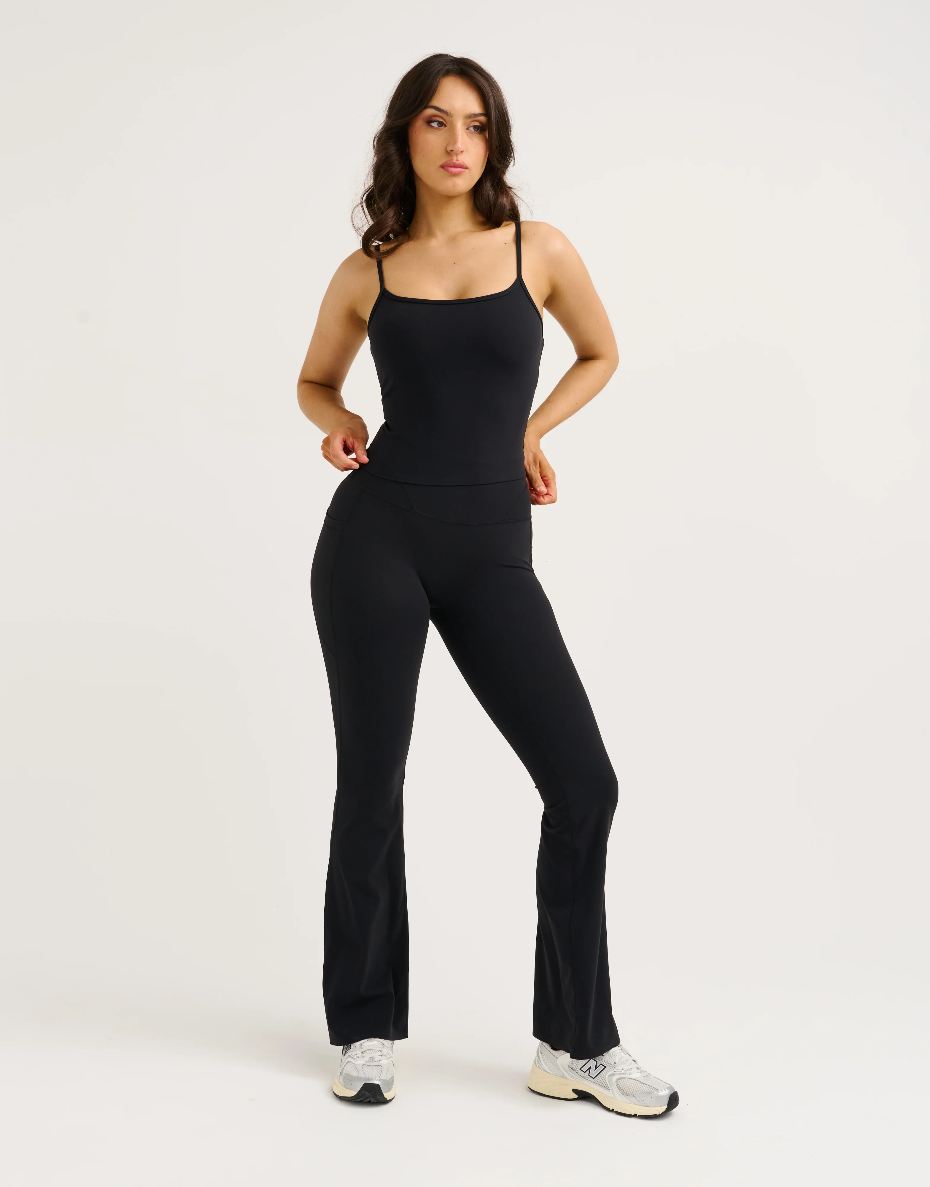 Lycra Invisible Scrunch Pocket Flare Leggings - Black - Image 4