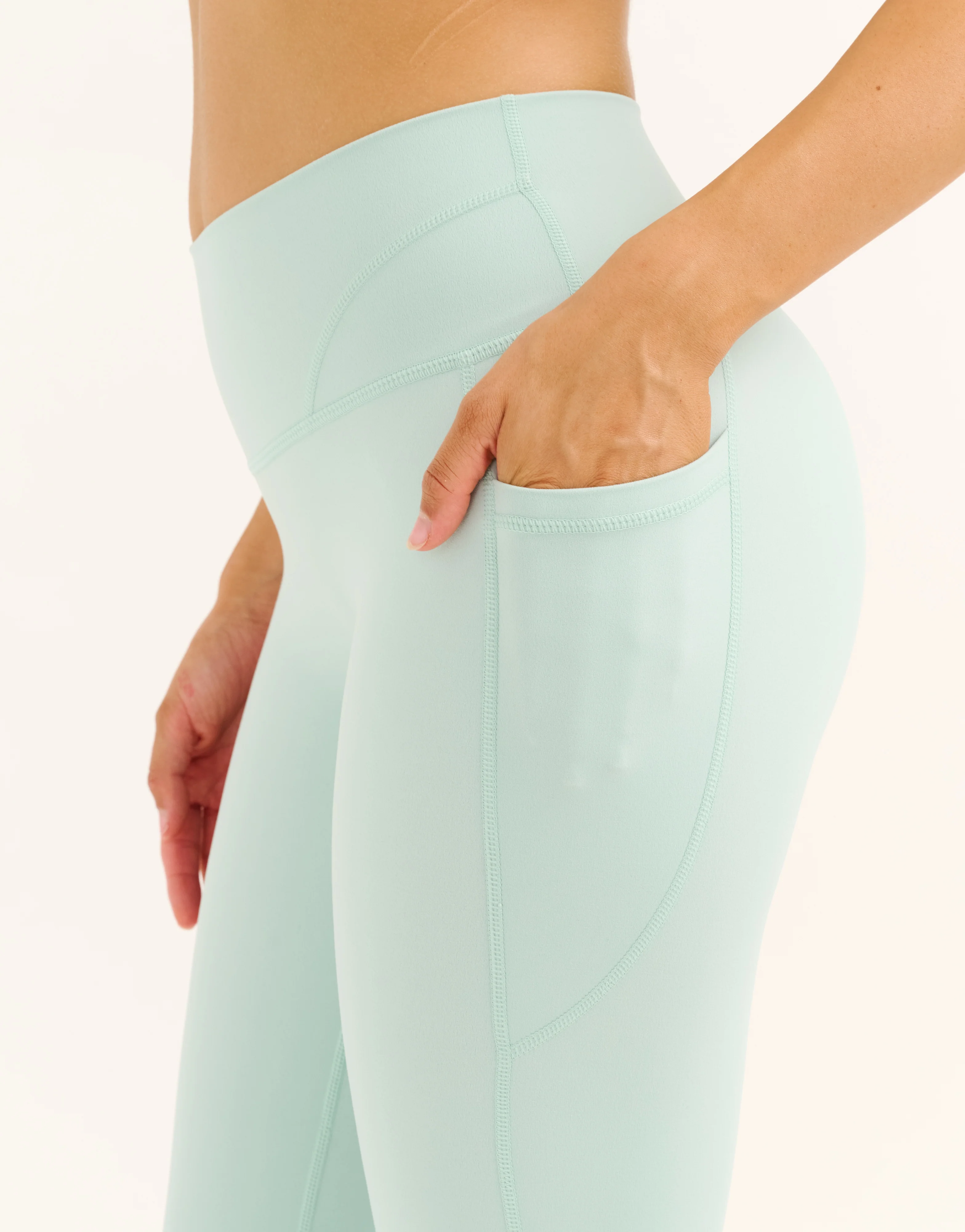 Lycra Invisible Scrunch Pocket Flare Leggings - Mint - Image 10