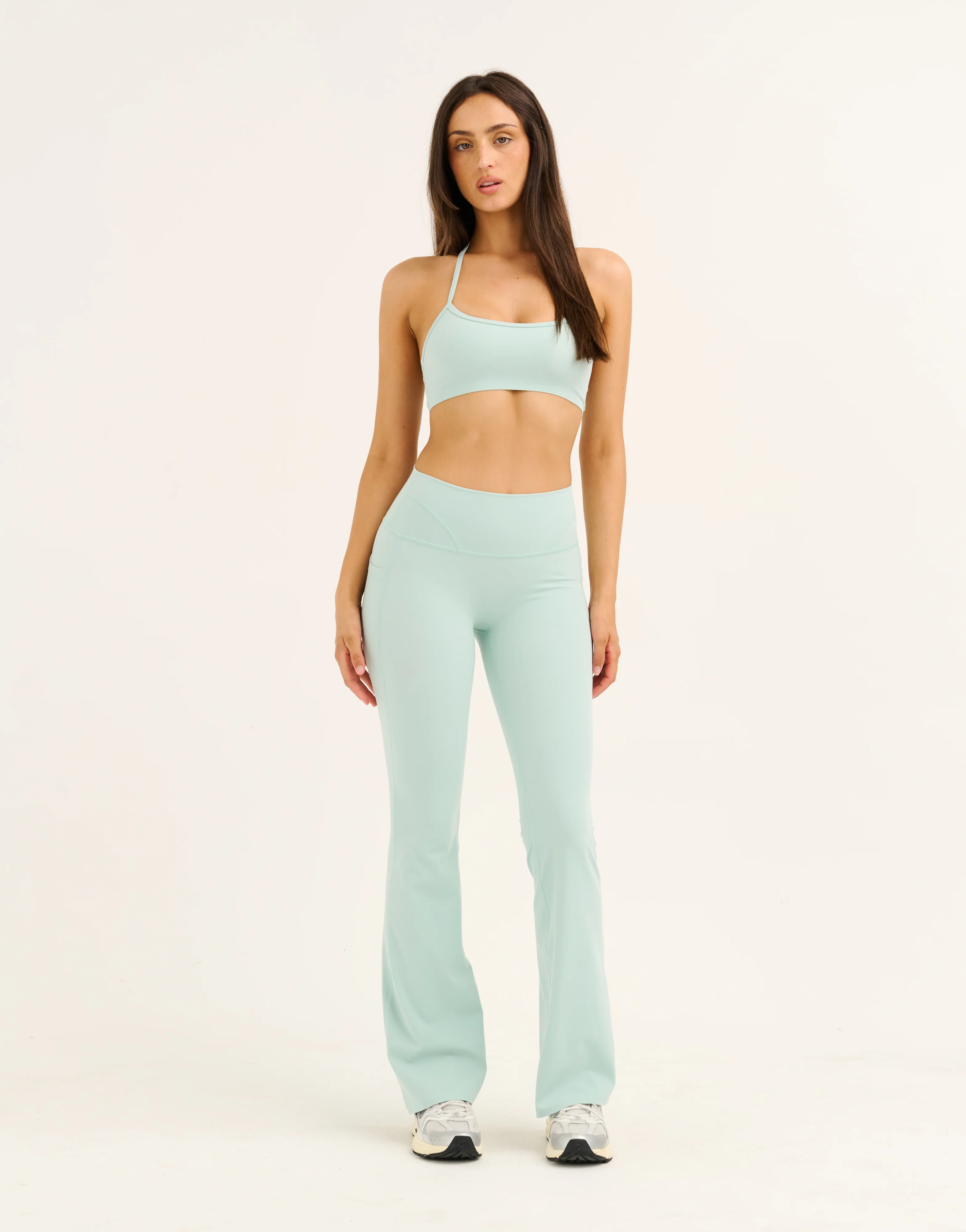 Lycra Invisible Scrunch Pocket Flare Leggings - Mint - Image 3