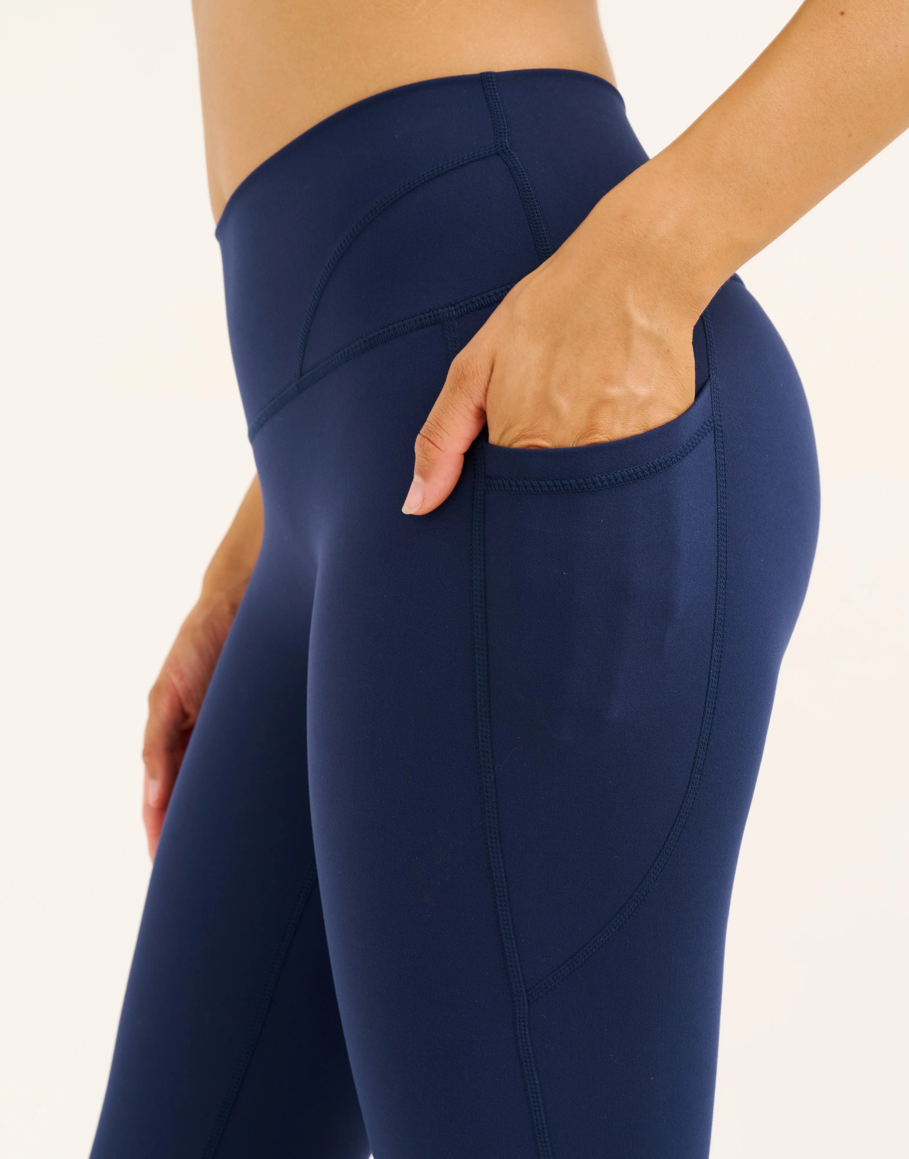 Lycra Invisible Scrunch Pocket Flare Leggings - Navy - Image 10
