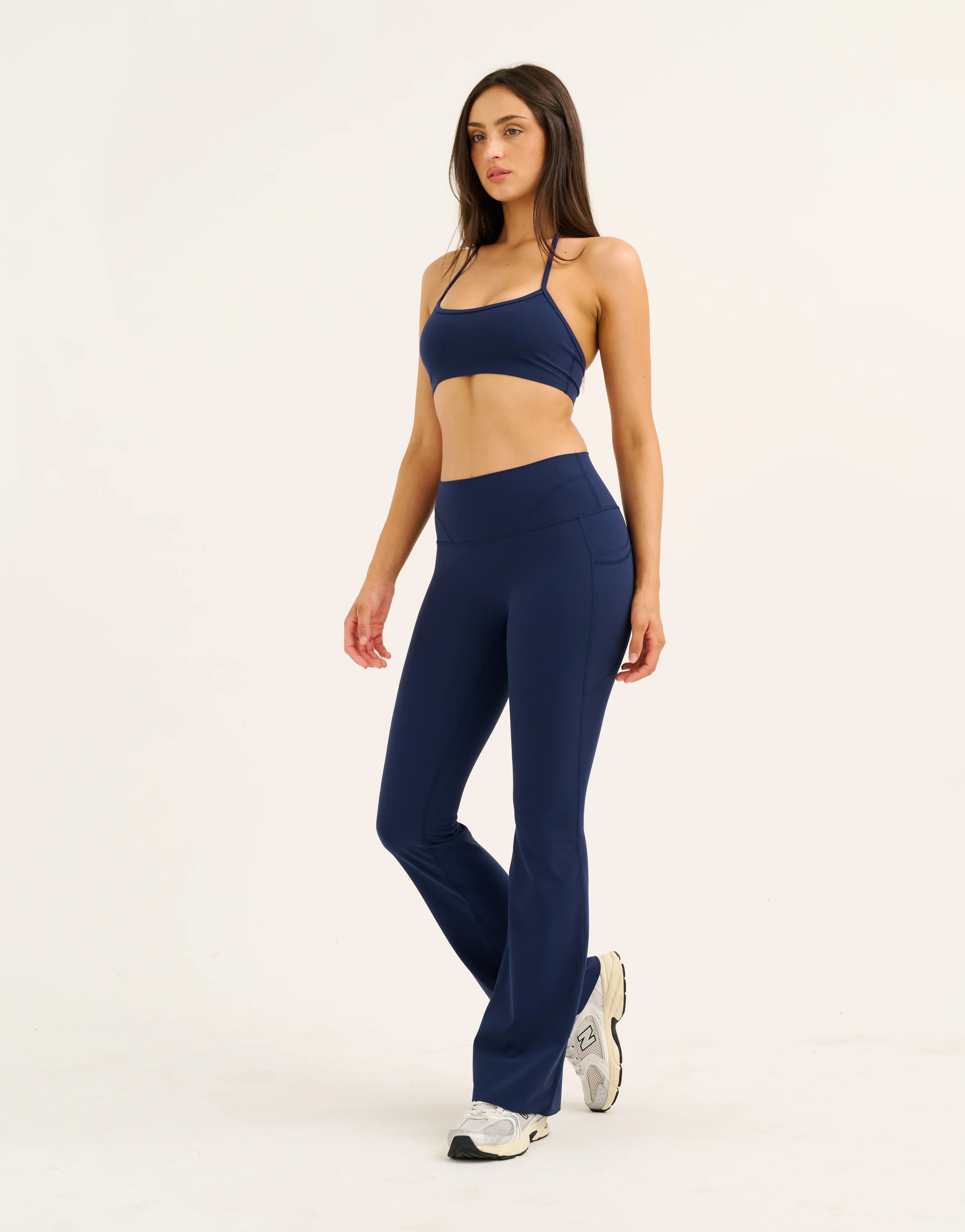 Lycra Invisible Scrunch Pocket Flare Leggings - Navy - Image 13