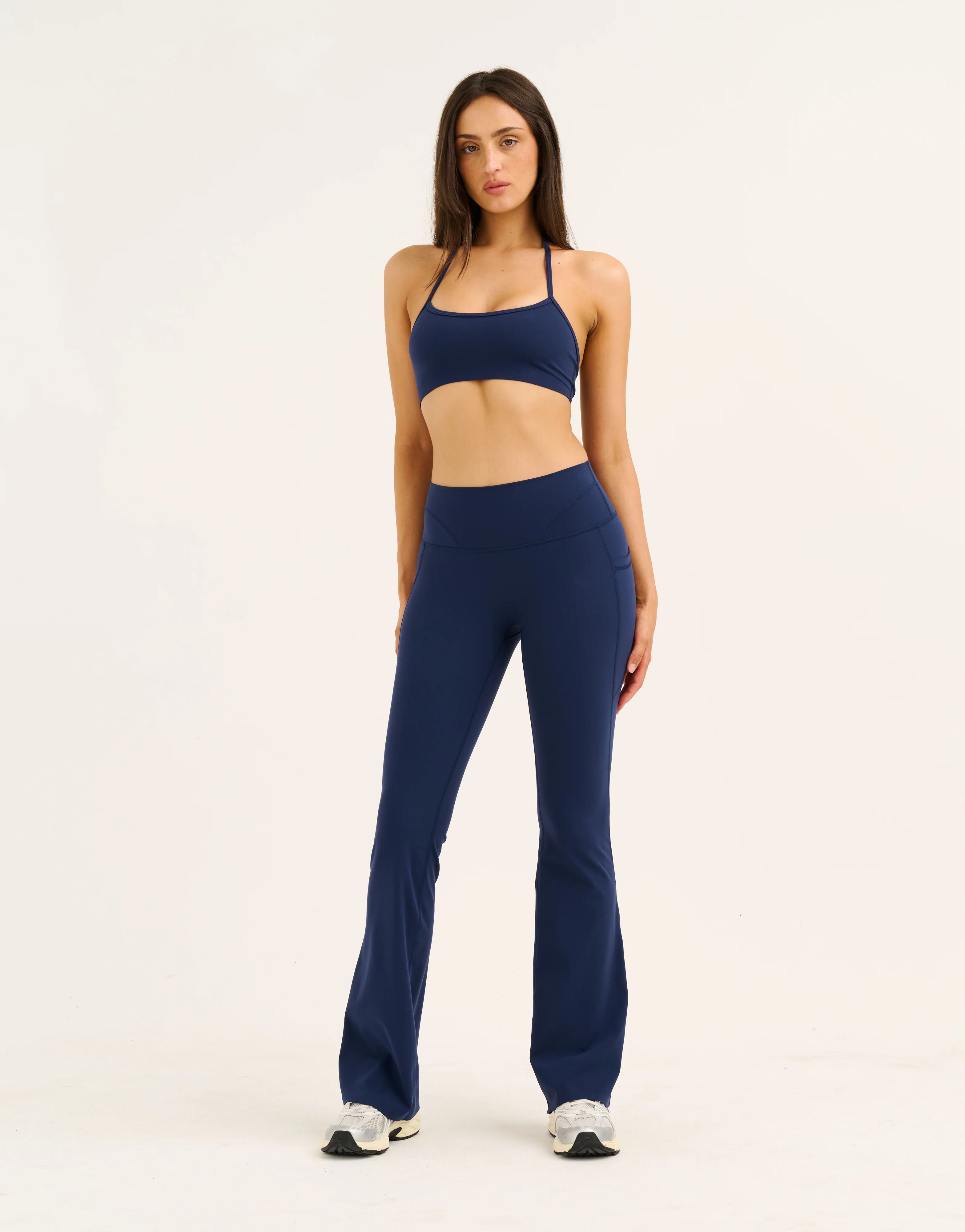 Lycra Invisible Scrunch Pocket Flare Leggings - Navy - Image 4