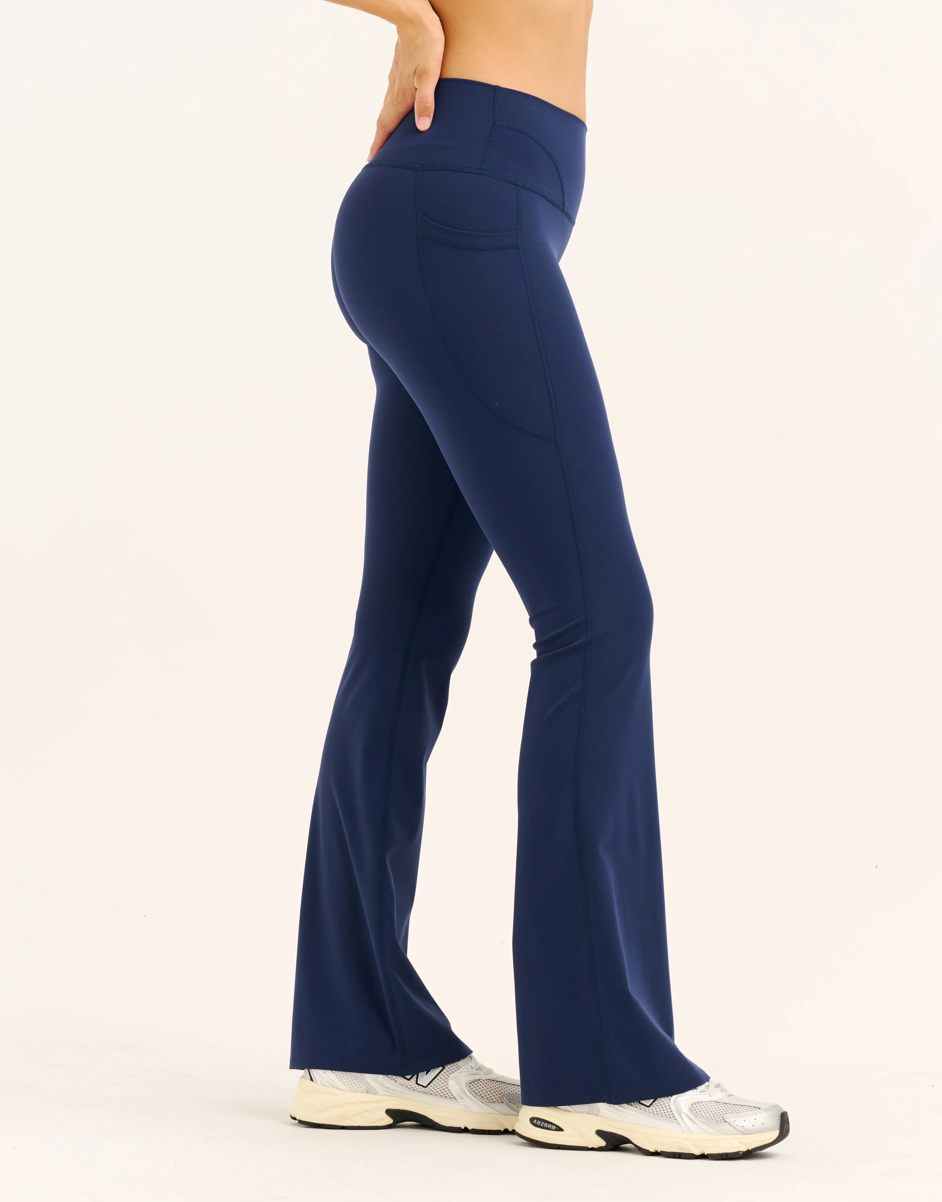 Lycra Invisible Scrunch Pocket Flare Leggings - Navy - Image 6