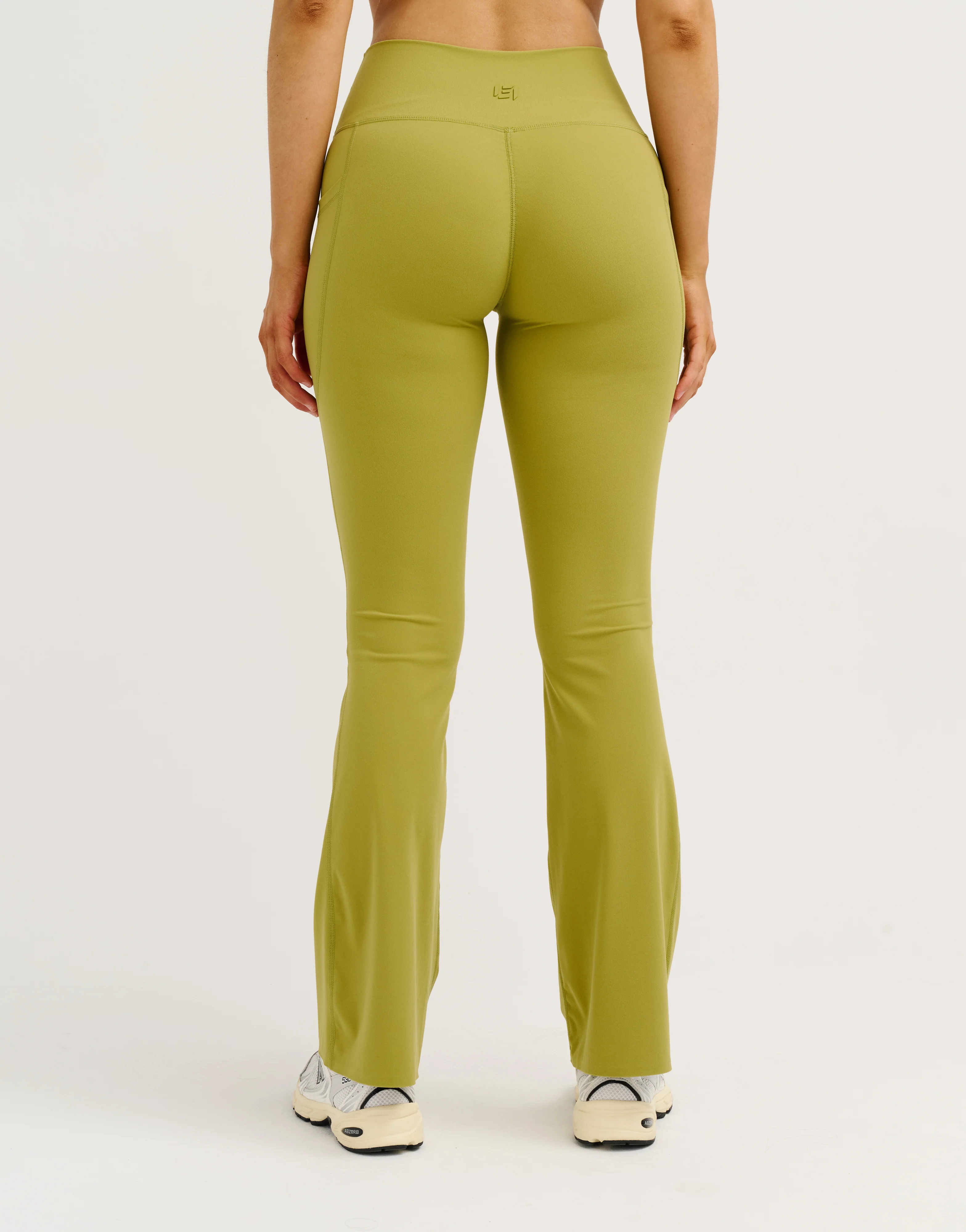 Lycra Invisible Scrunch Pocket Flare Leggings - Olive - Image 2