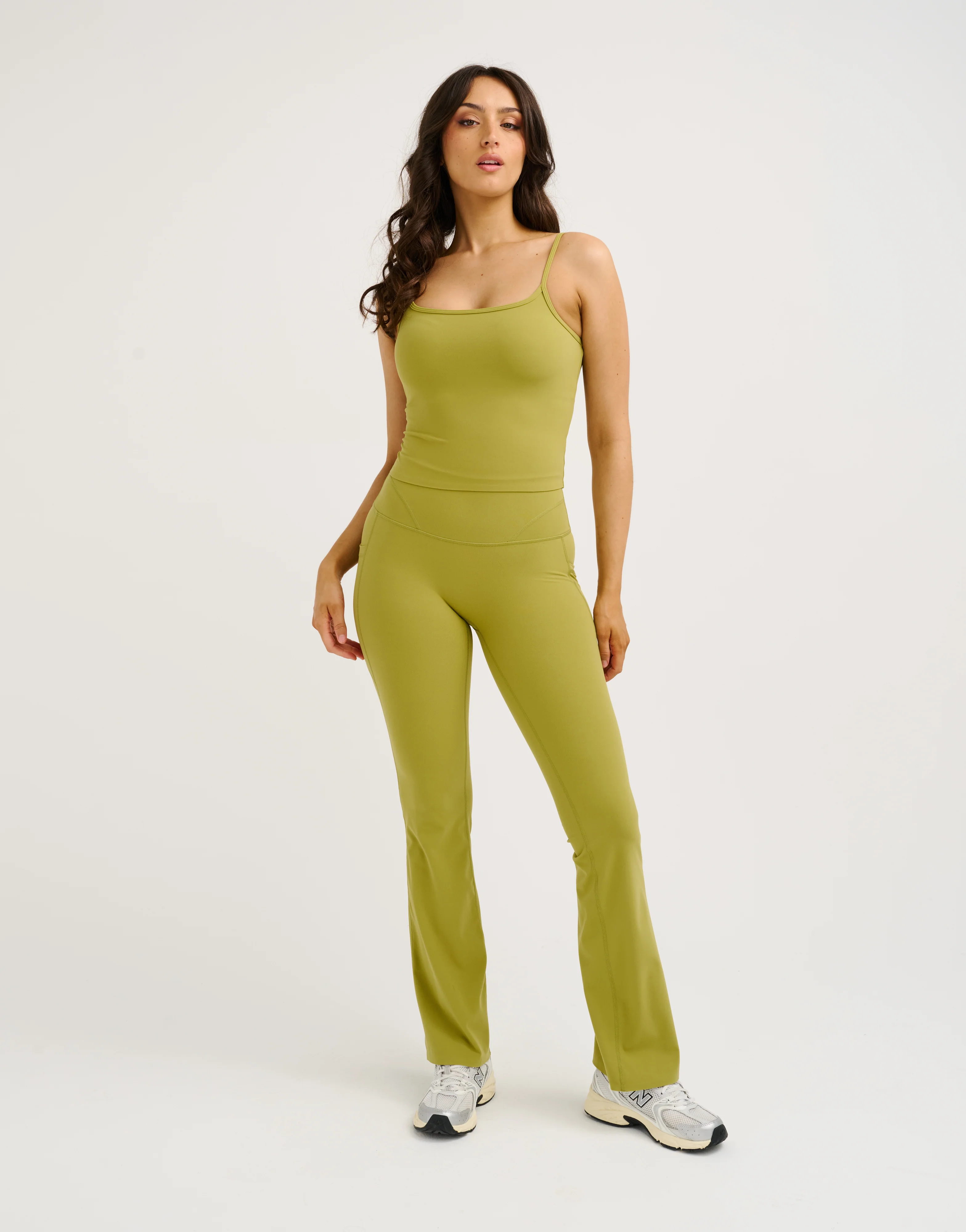 Lycra Invisible Scrunch Pocket Flare Leggings - Olive - Image 5