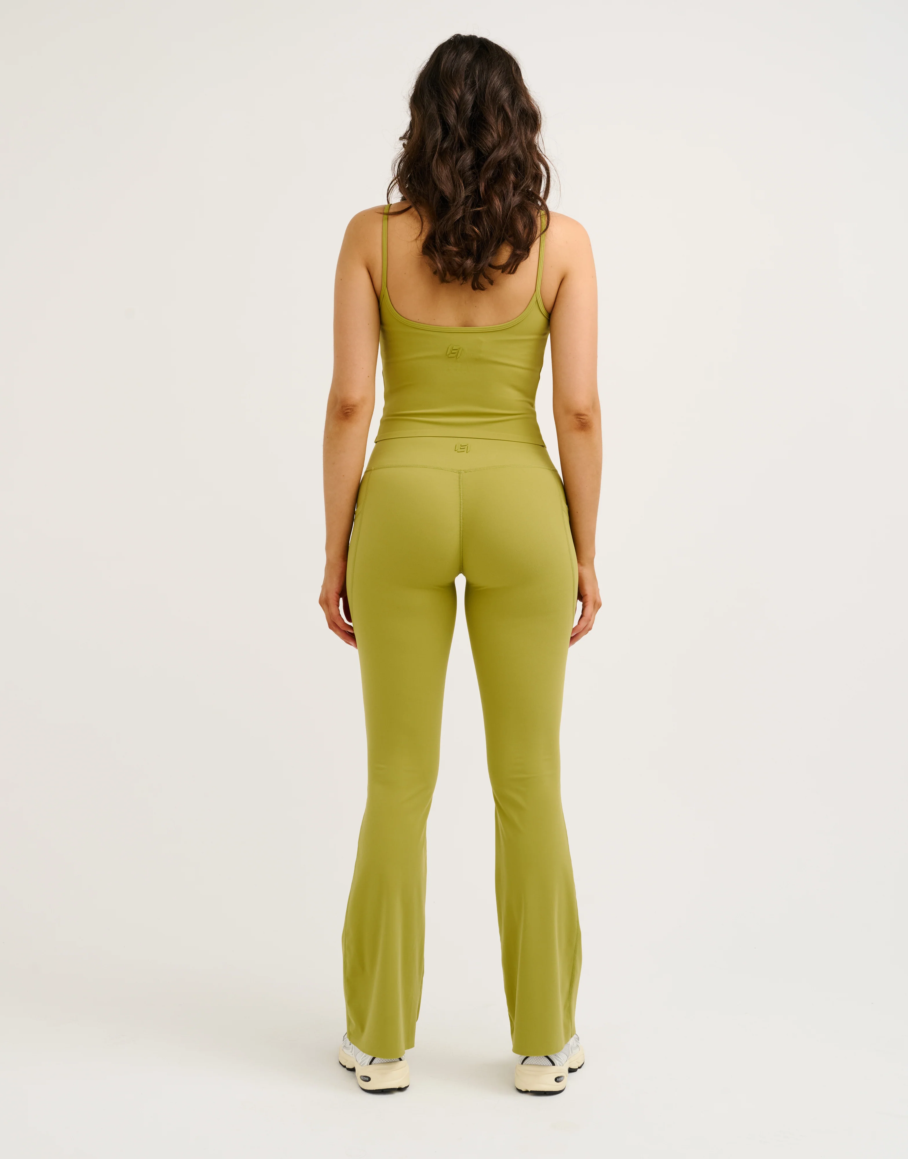 Lycra Invisible Scrunch Pocket Flare Leggings - Olive - Image 7