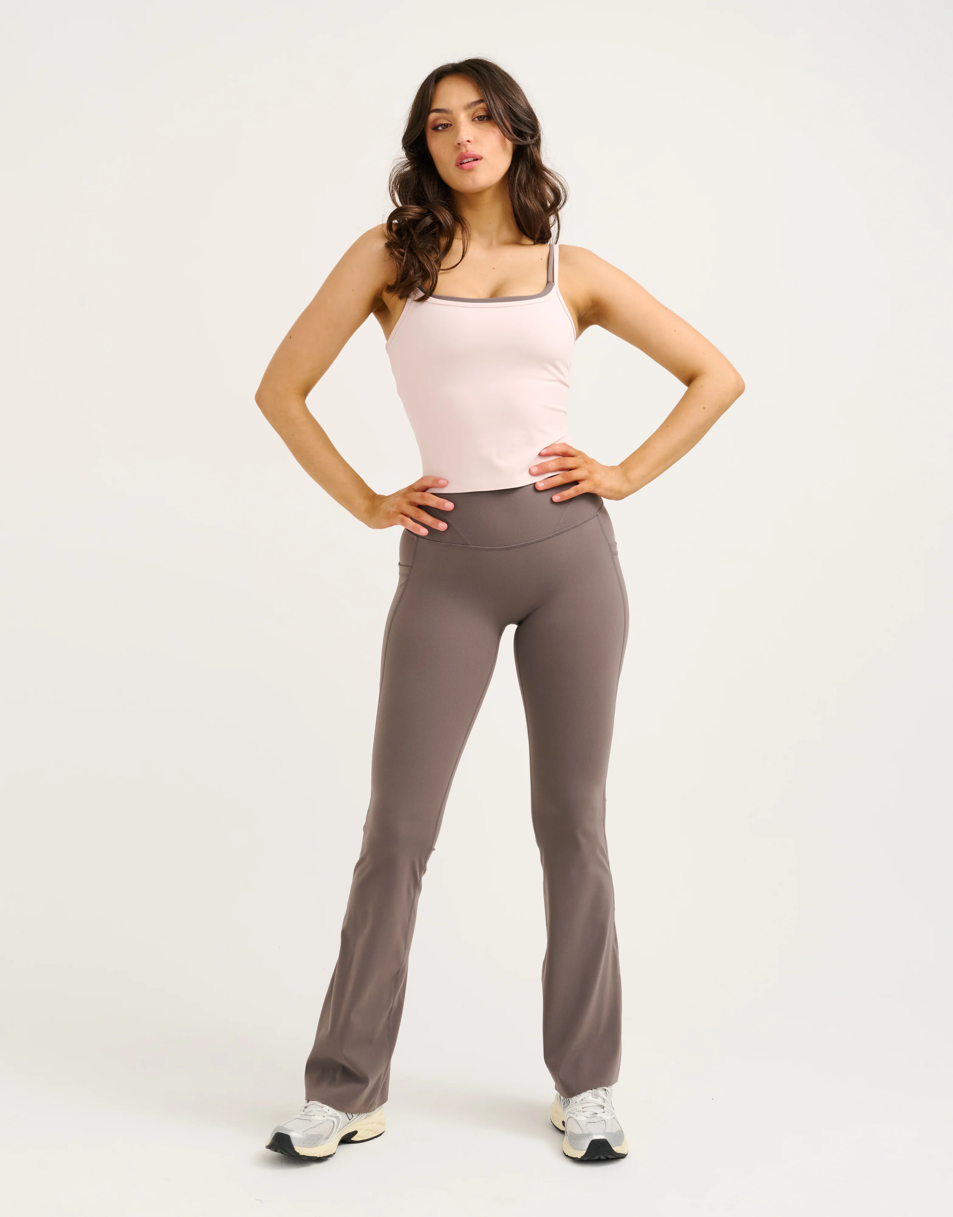 Lycra Invisible Scrunch Pocket Flare Leggings - Slate Grey - Image 10