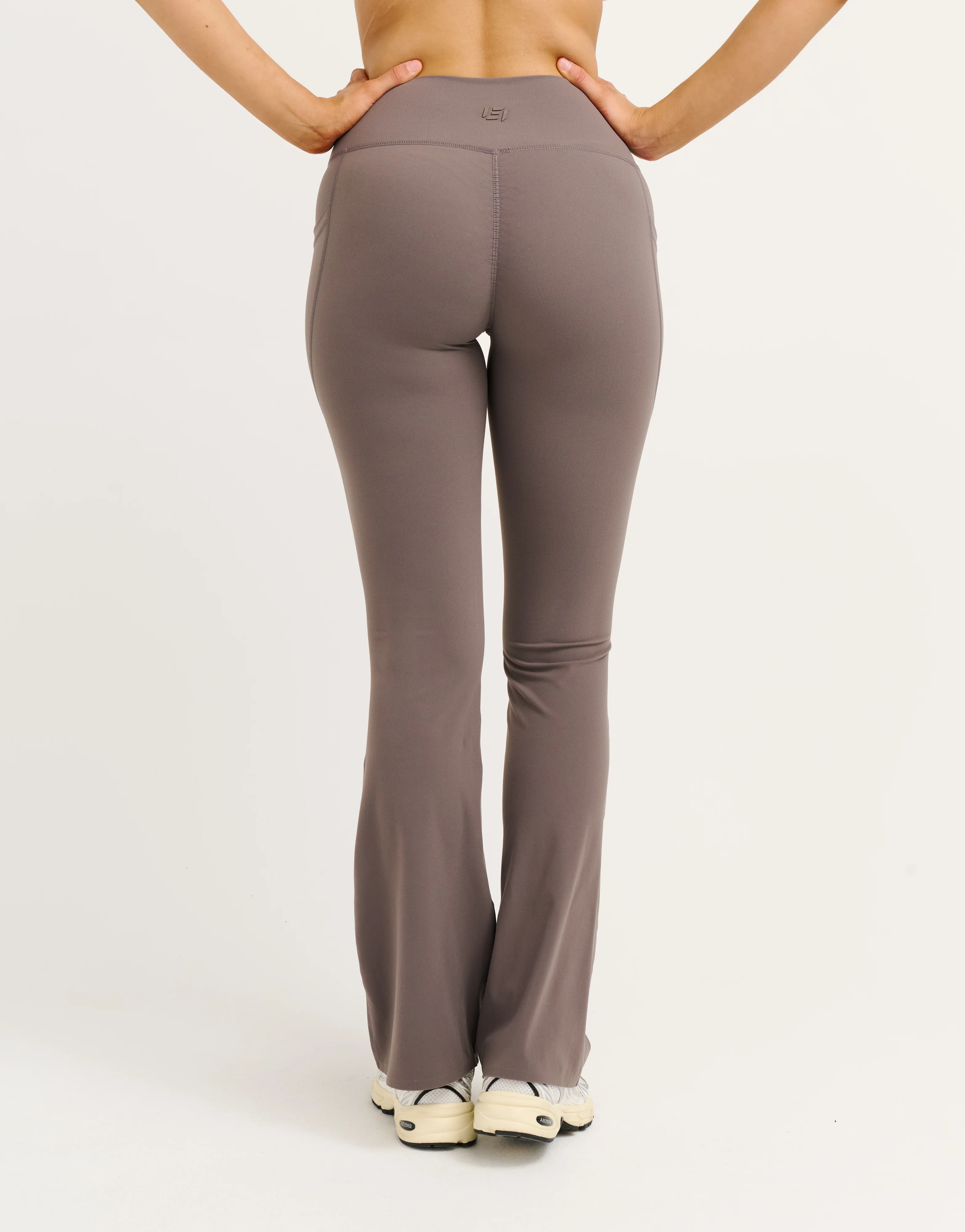 Lycra Invisible Scrunch Pocket Flare Leggings - Slate Grey - Image 2