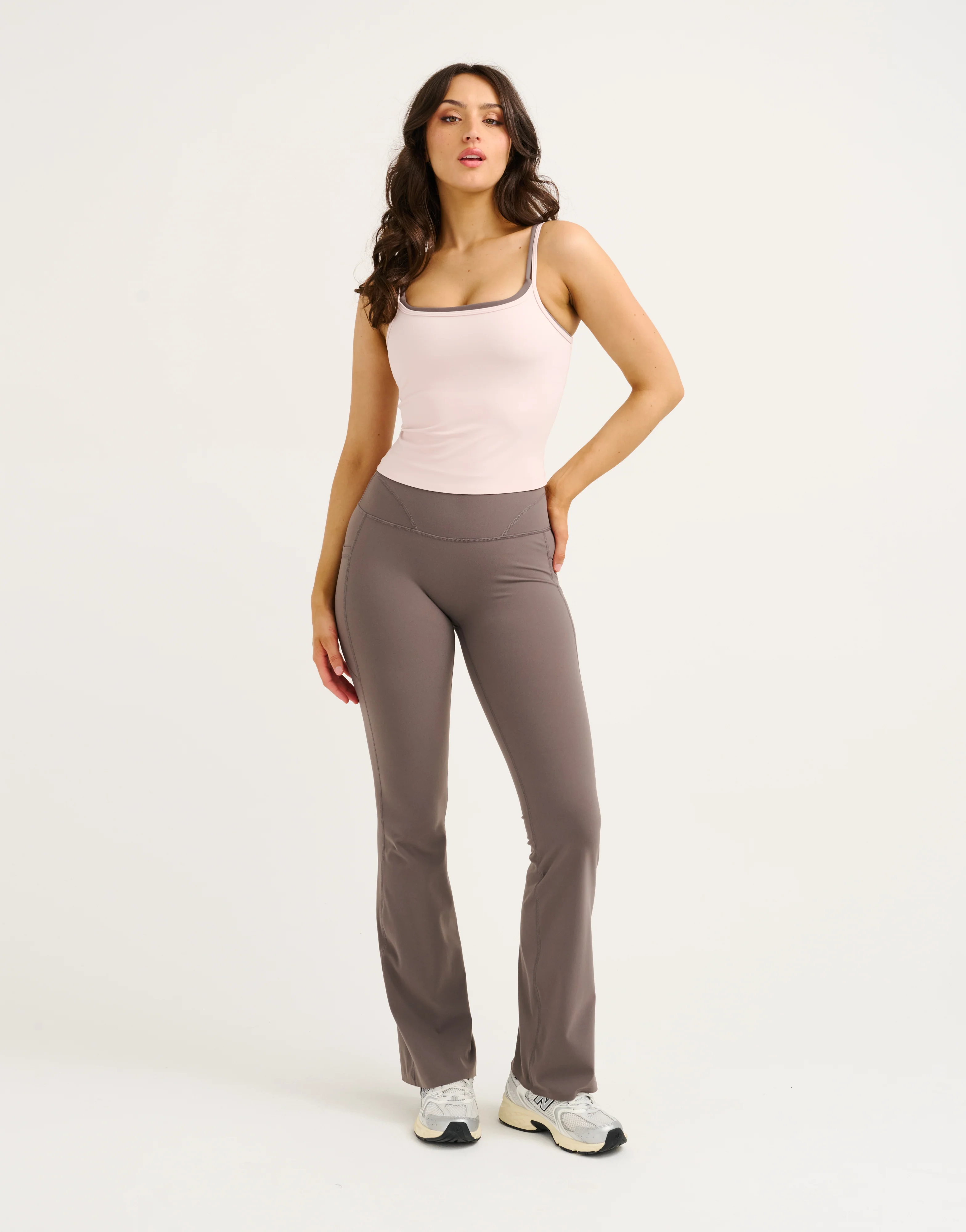 Lycra Invisible Scrunch Pocket Flare Leggings - Slate Grey - Image 3