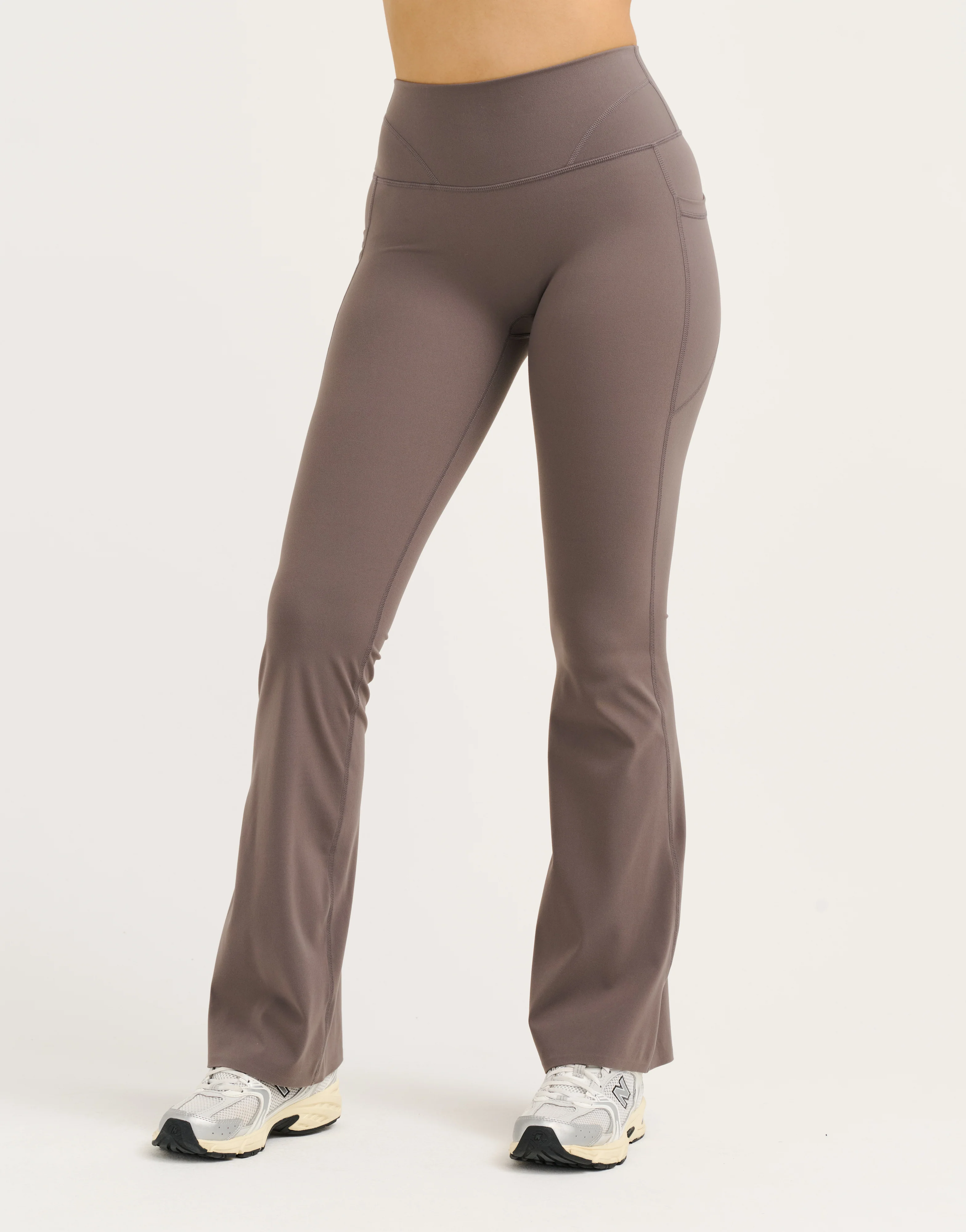 Lycra Invisible Scrunch Pocket Flare Leggings - Slate Grey - Image 4