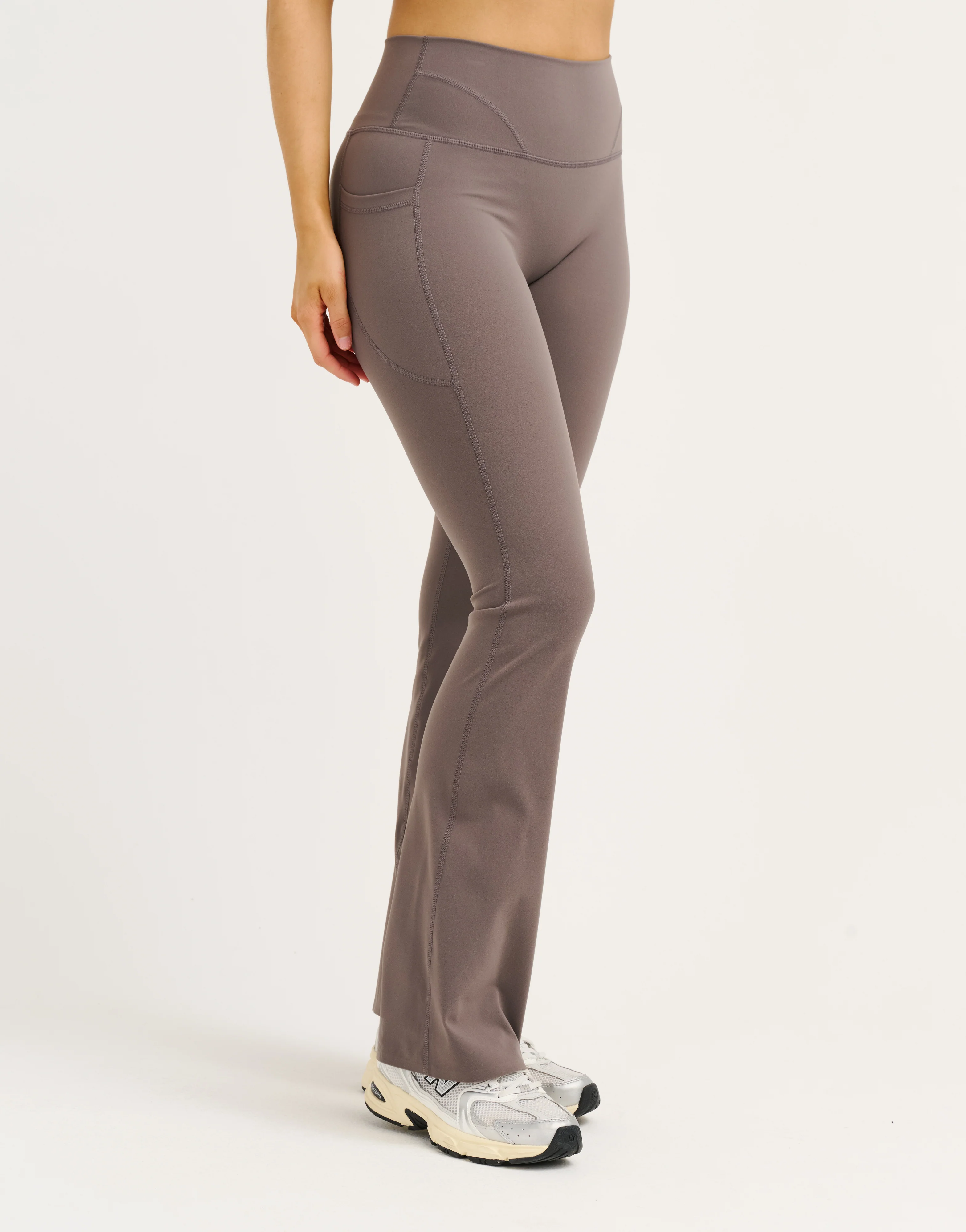 Lycra Invisible Scrunch Pocket Flare Leggings - Slate Grey - Image 6
