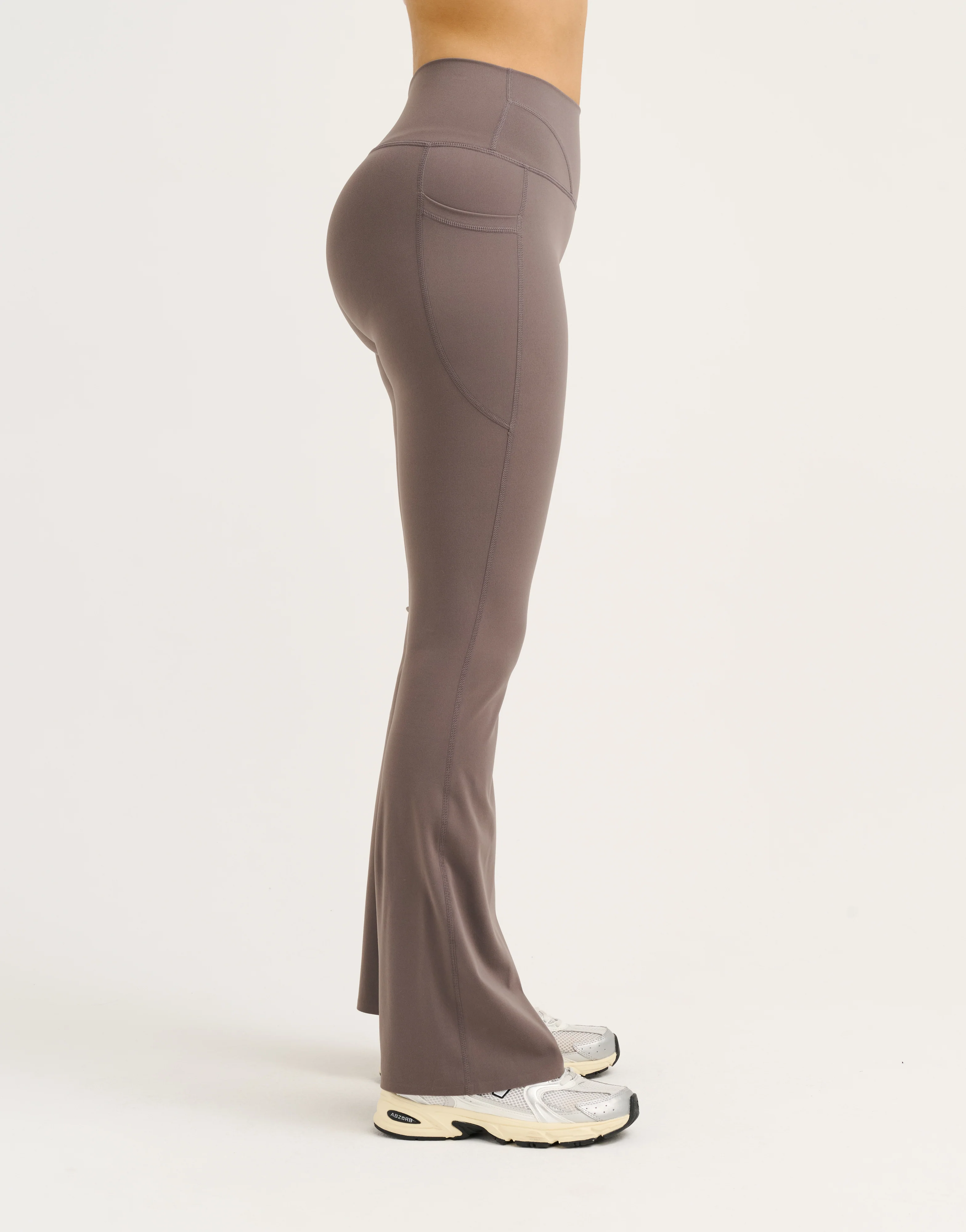 Lycra Invisible Scrunch Pocket Flare Leggings - Slate Grey - Image 7