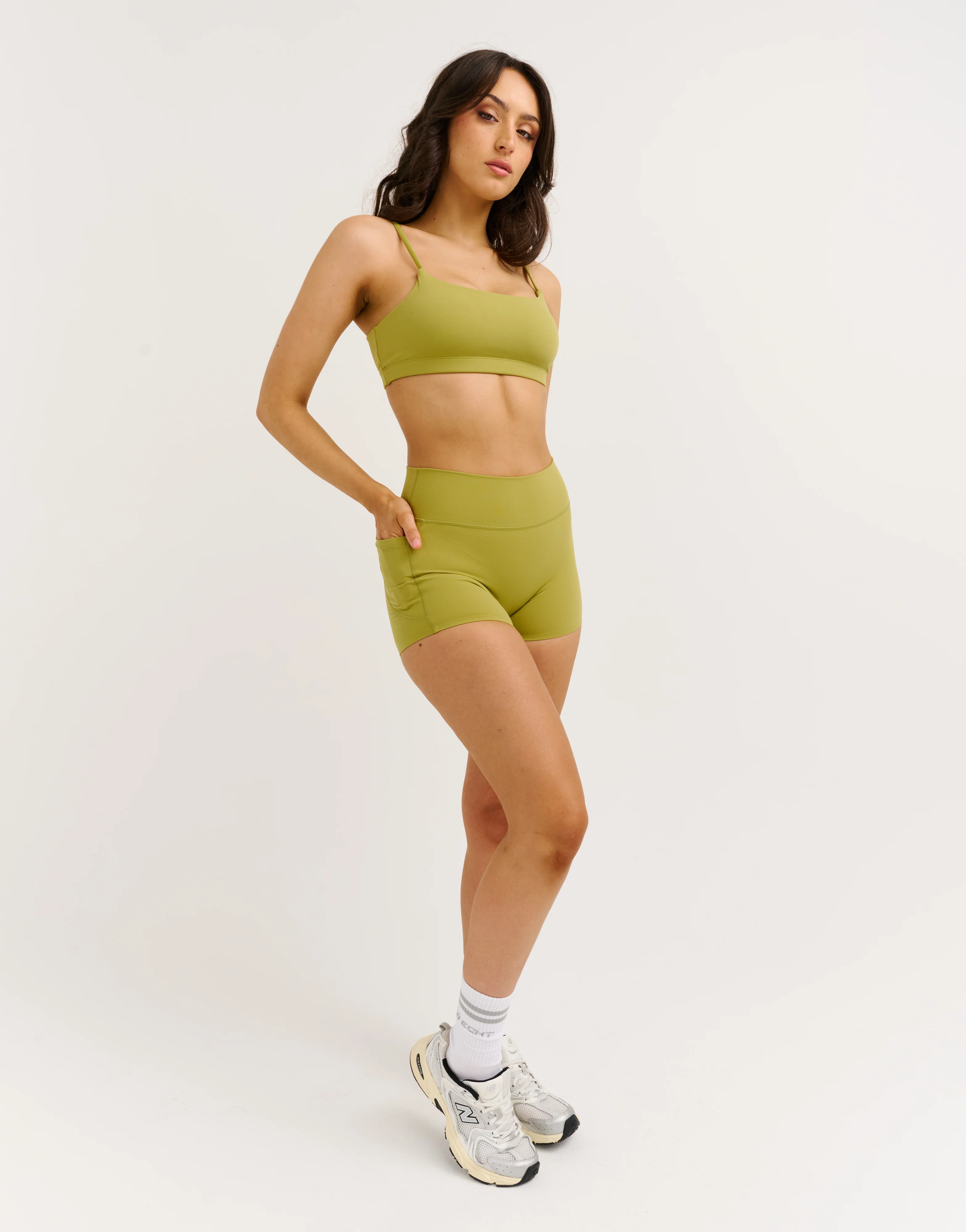 Lycra Invisible Scrunch Pocket Shorts - Olive - Image 7
