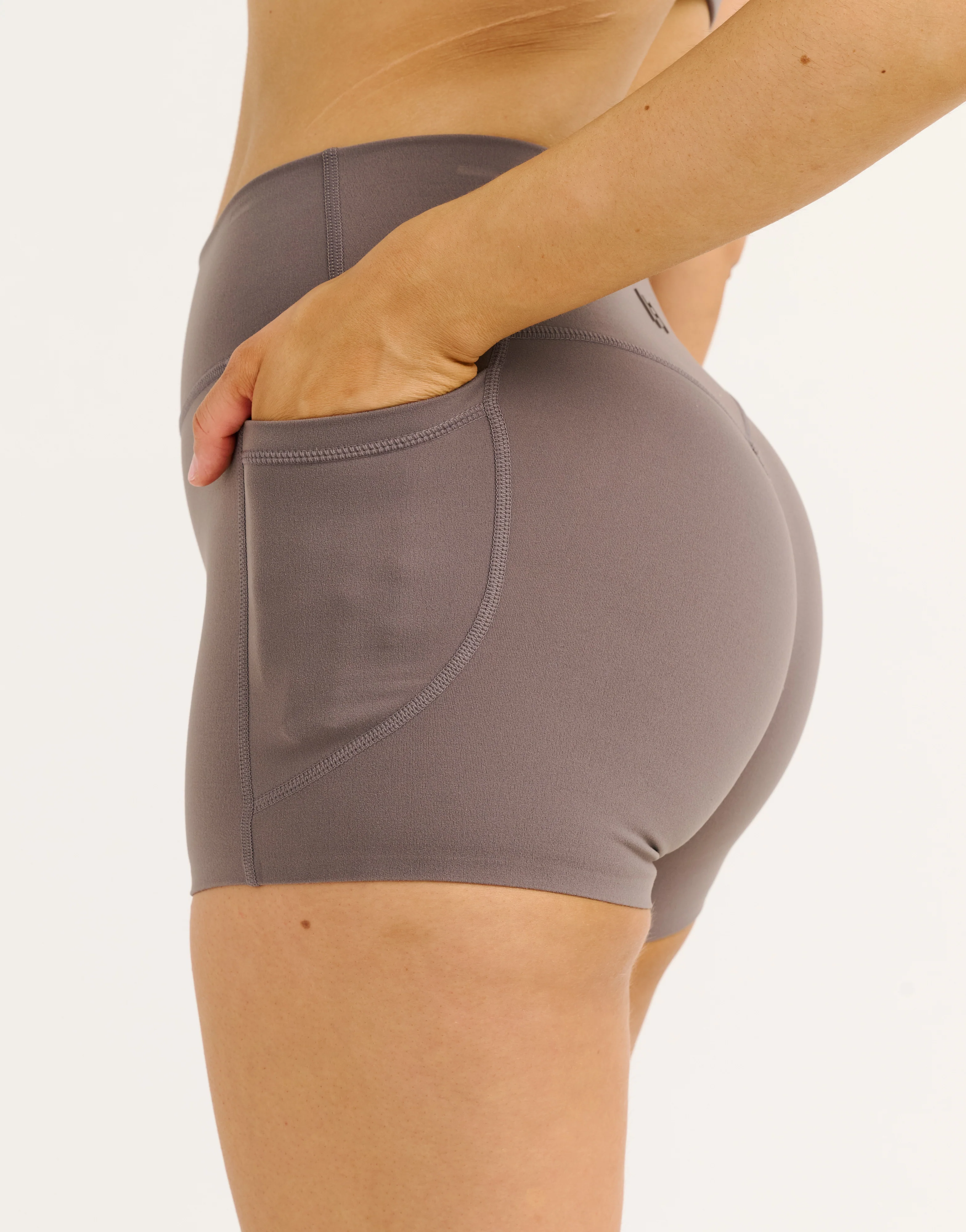 Lycra Invisible Scrunch Pocket Shorts - Slate Grey - Image 9