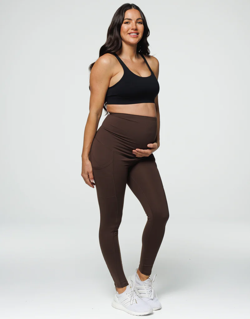 Maternity Pocket Leggings - Fudge Brown - Image 4