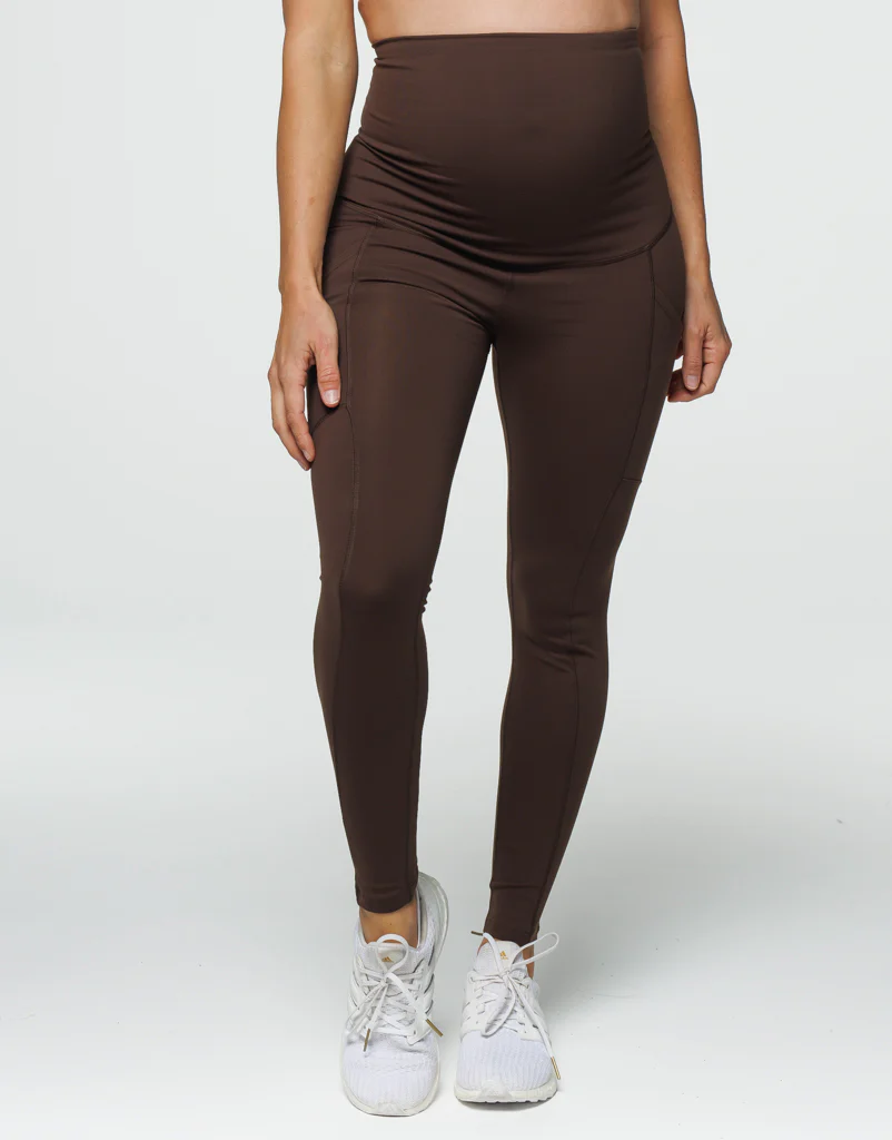 Maternity Pocket Leggings - Fudge Brown - Image 5