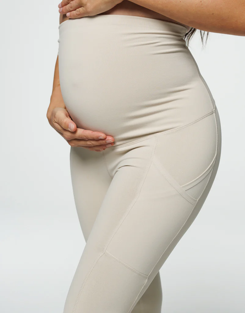 Maternity Pocket Leggings - Oatmeal - Image 11