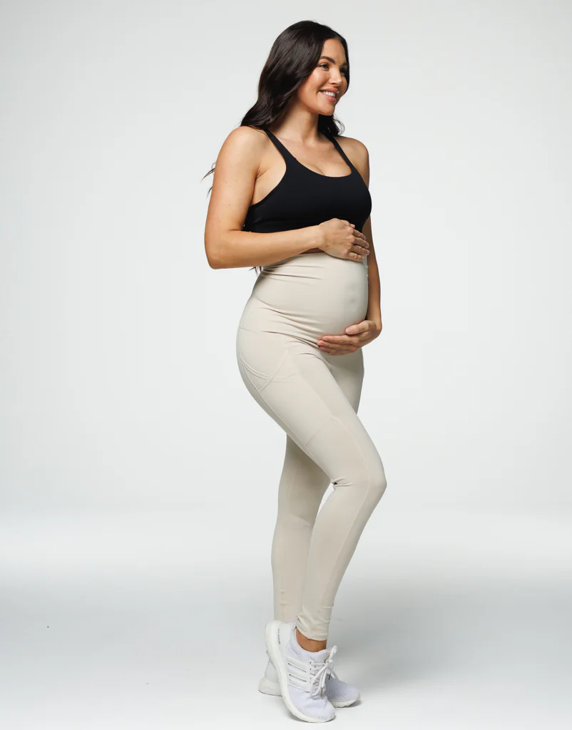 Maternity Pocket Leggings - Oatmeal - Image 5