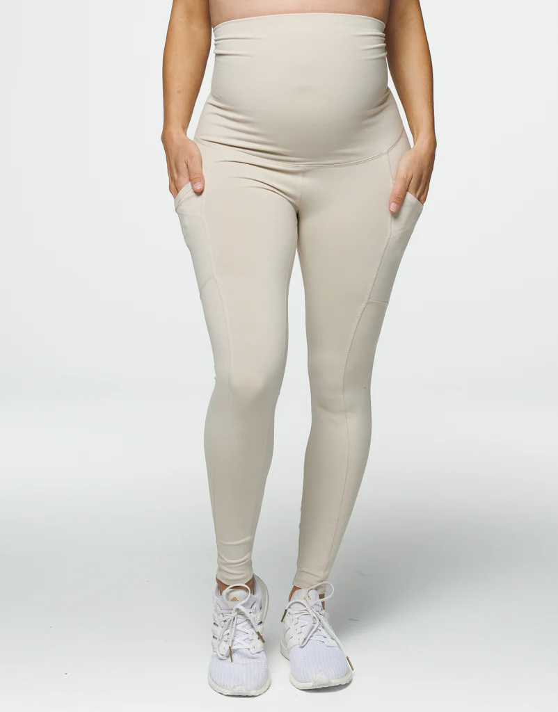 Maternity Pocket Leggings - Oatmeal - Image 8