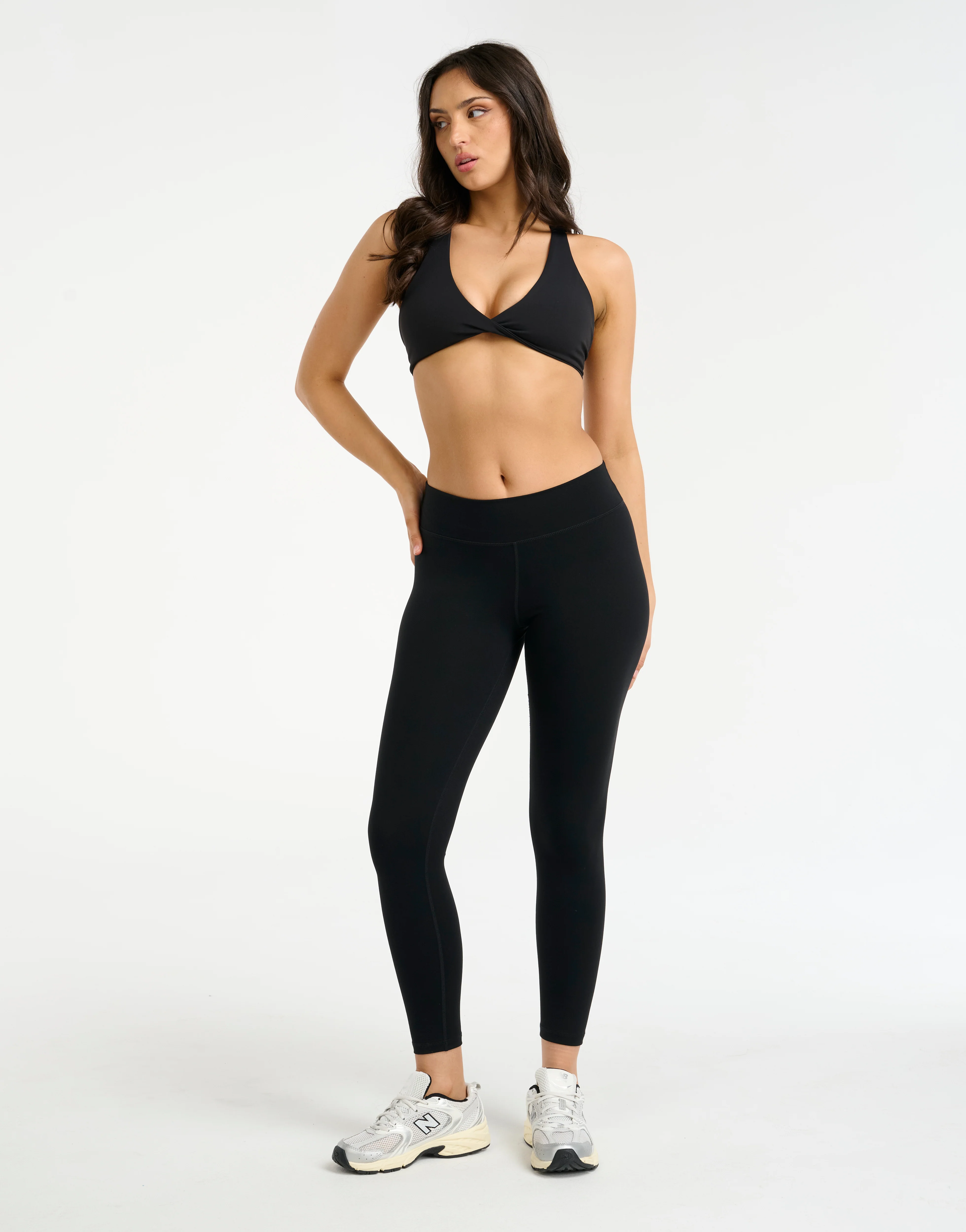 Force Scrunch Mid-Waist Leggings (Minimal Logo) - Black - Image 10