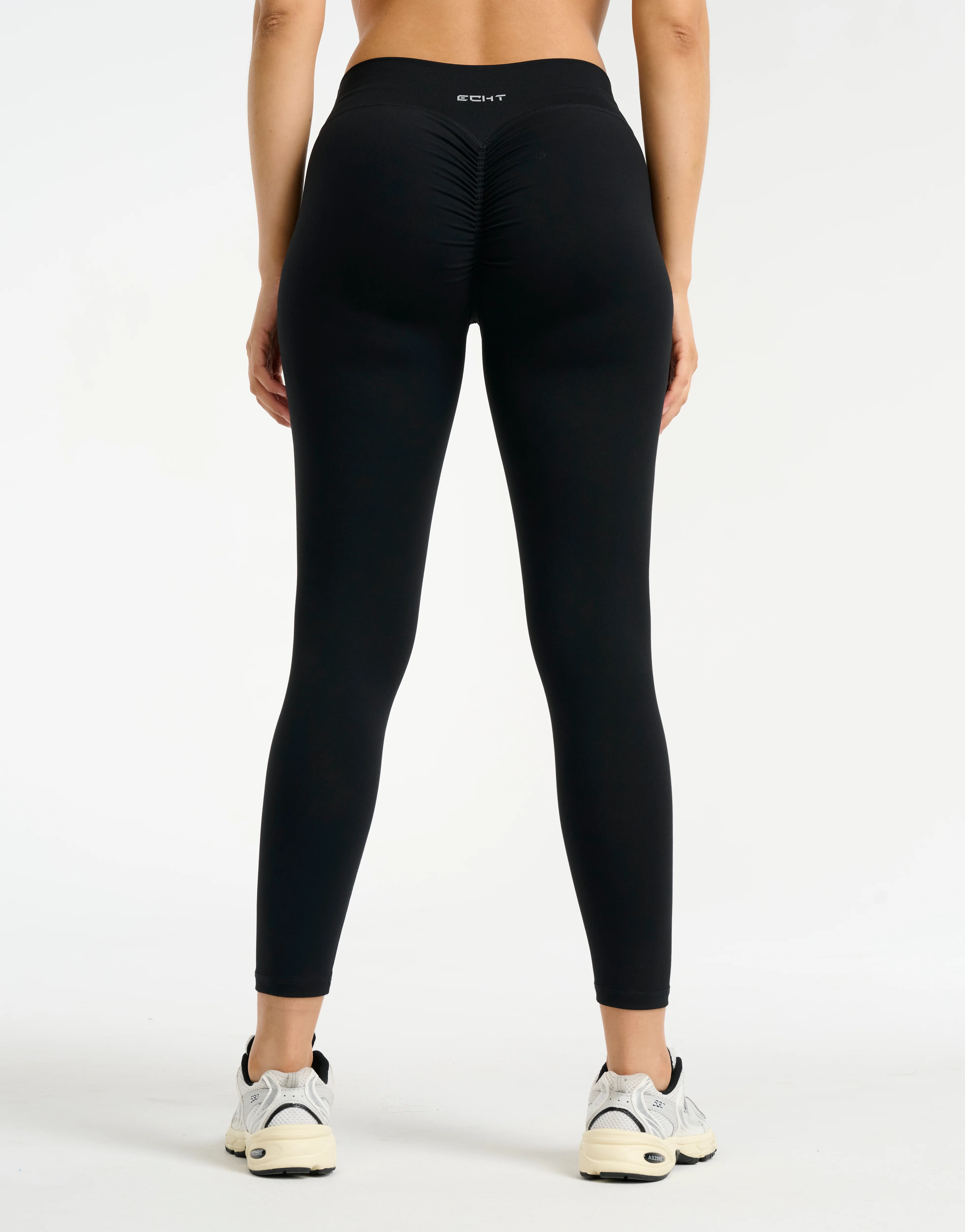 Force Scrunch Mid-Waist Leggings (Minimal Logo) - Black - Image 3
