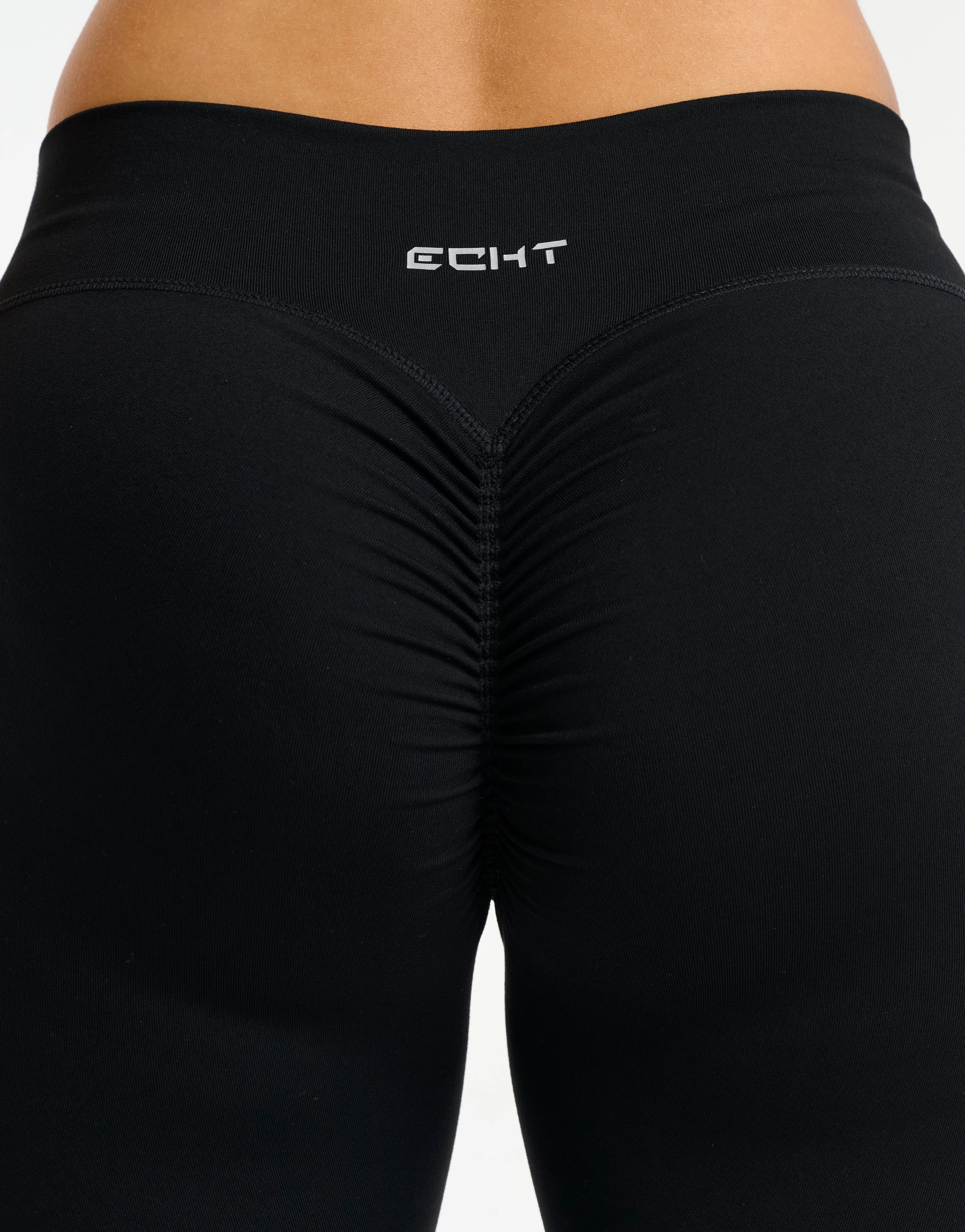 Force Scrunch Mid-Waist Leggings (Minimal Logo) - Black - Image 4