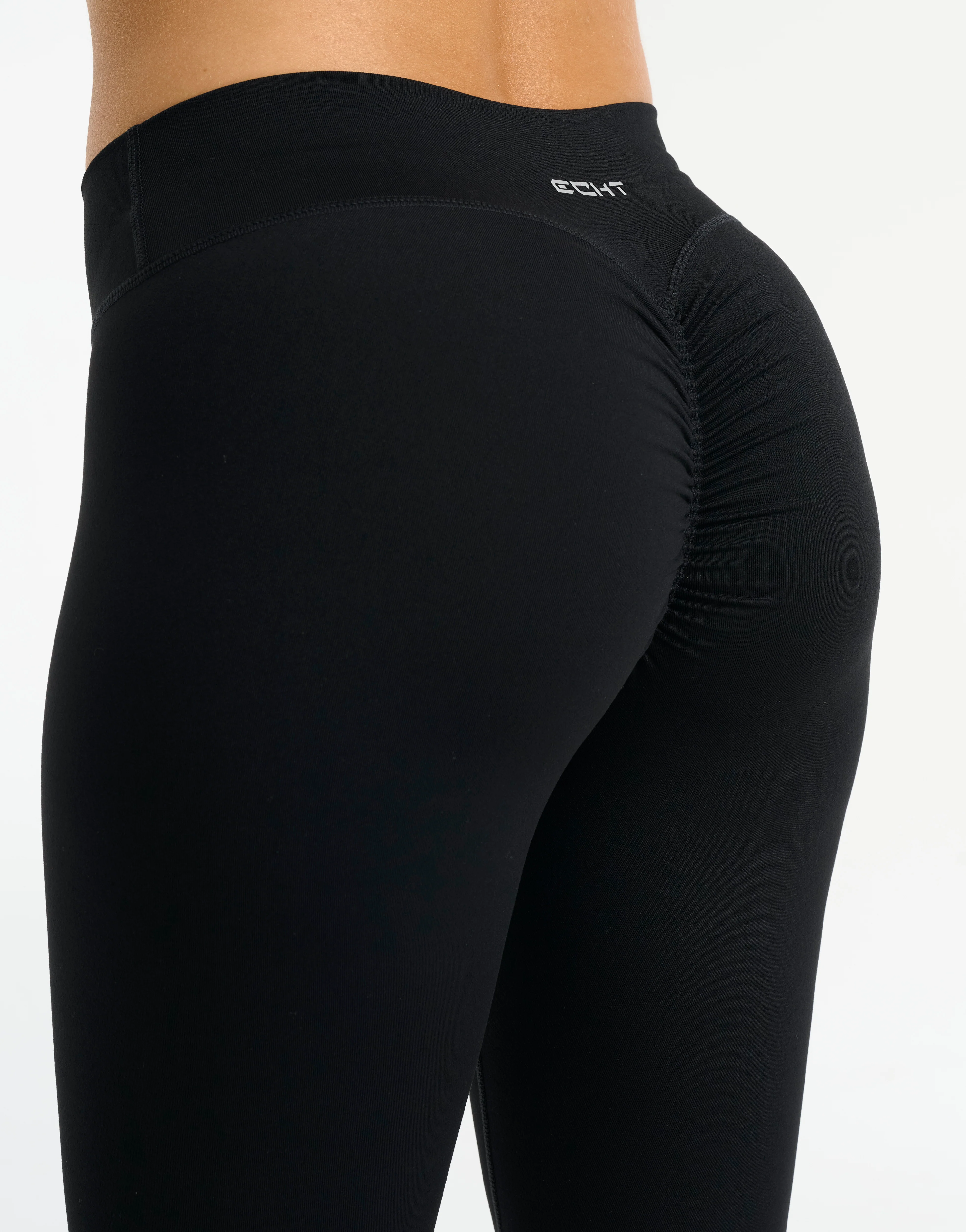 Force Scrunch Mid-Waist Leggings (Minimal Logo) - Black - Image 6