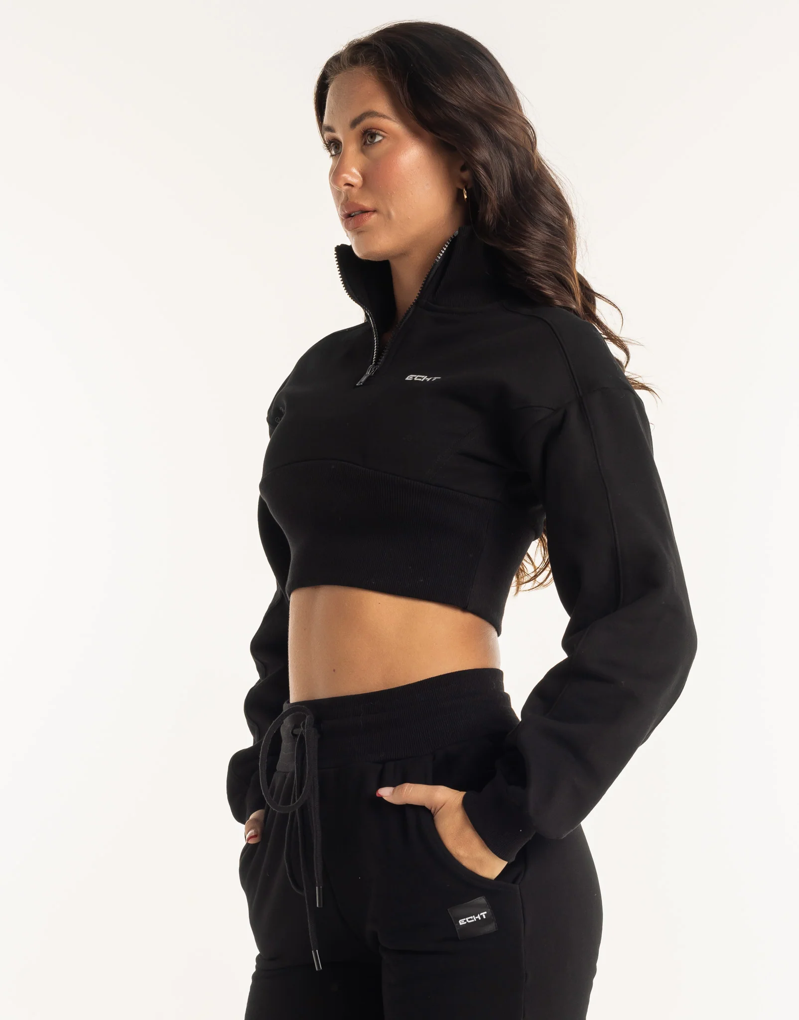Revere 1/4 Zip Crewneck Sweater - Black - Image 4