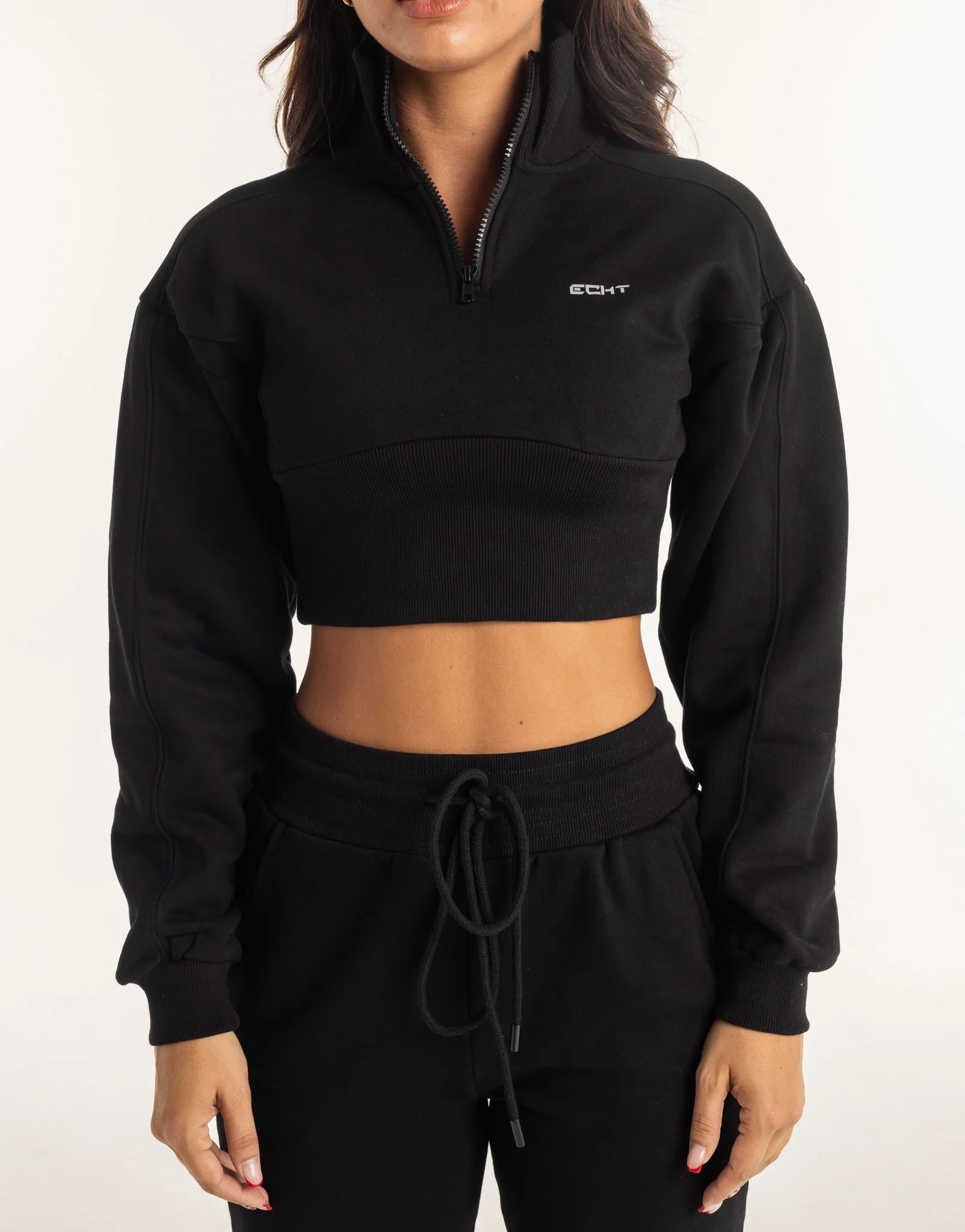 Revere 1/4 Zip Crewneck Sweater - Black - Image 5