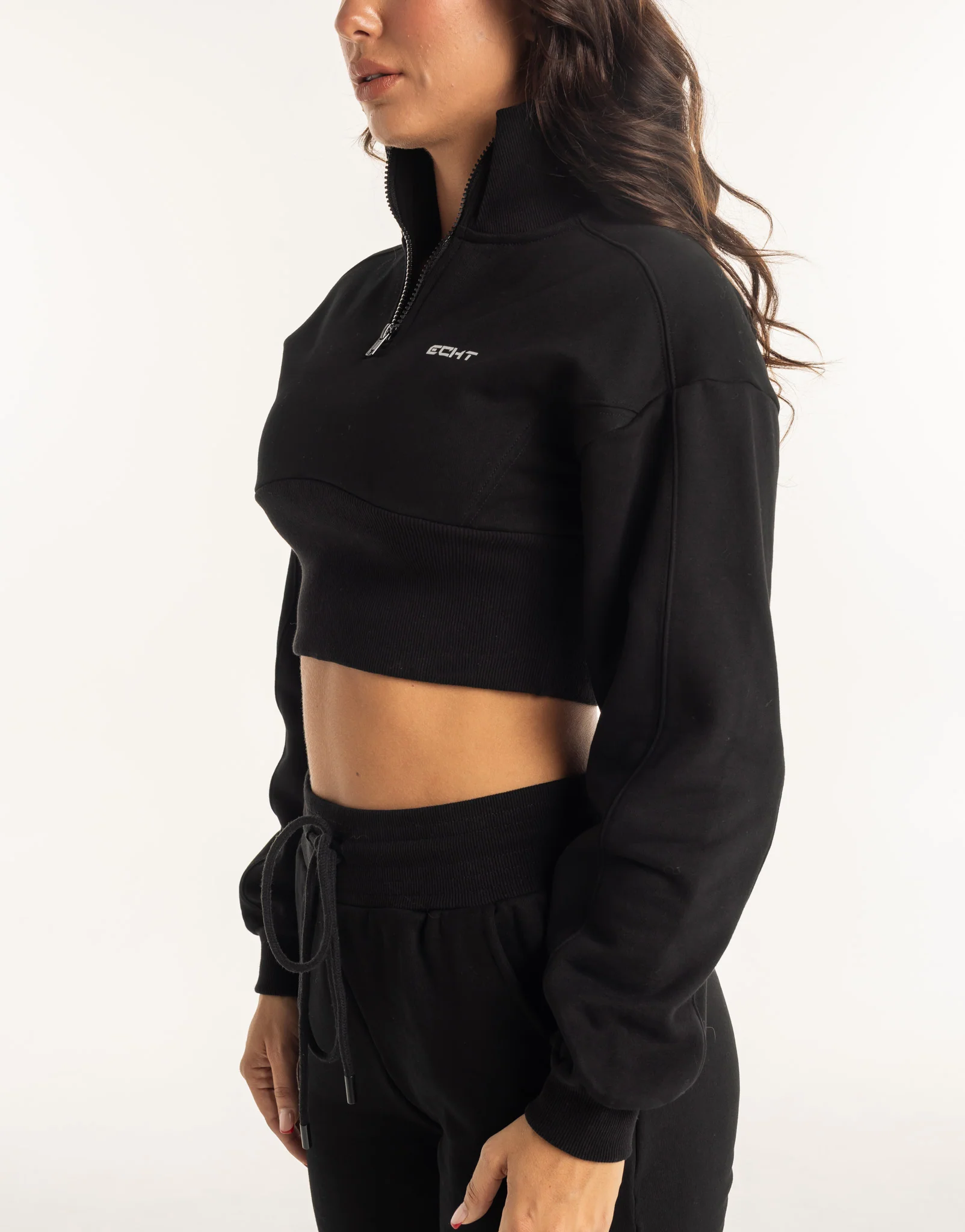 Revere 1/4 Zip Crewneck Sweater - Black - Image 6