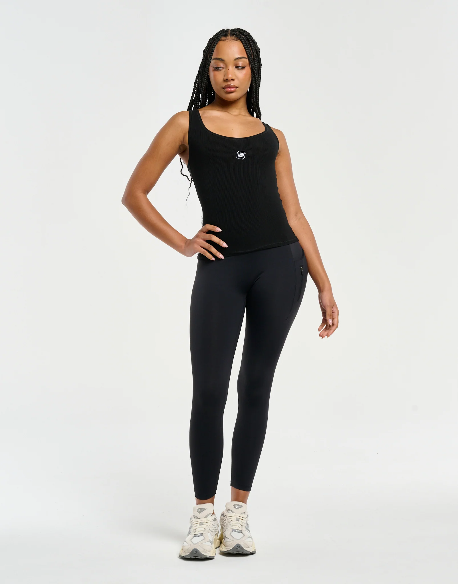 Ribbed Sculpt Tank - Black - Image 4