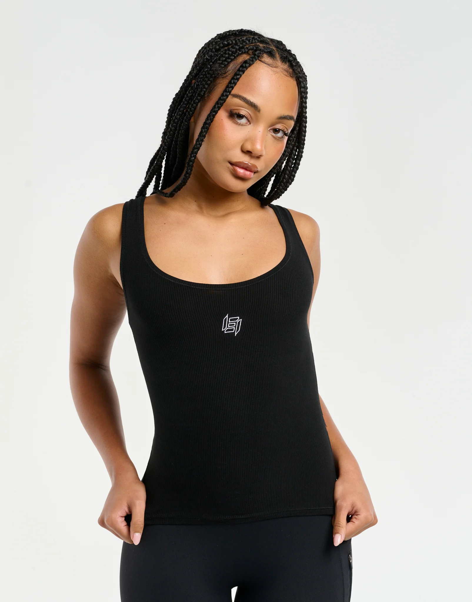 Ribbed Sculpt Tank - Black - Image 5
