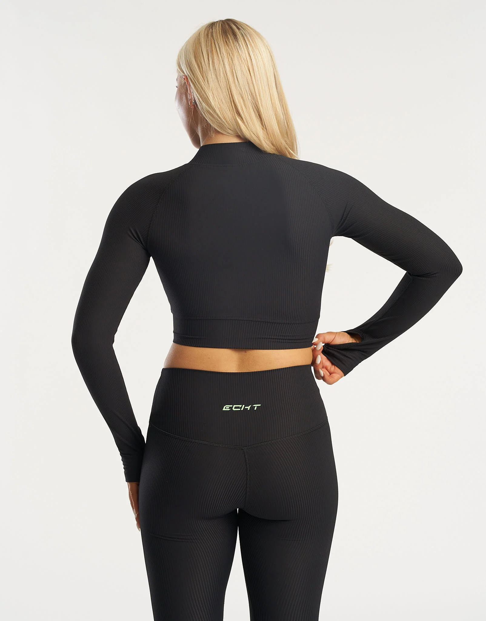 Rise Zip-Up Long Sleeve - Black Hyper Green - Image 3