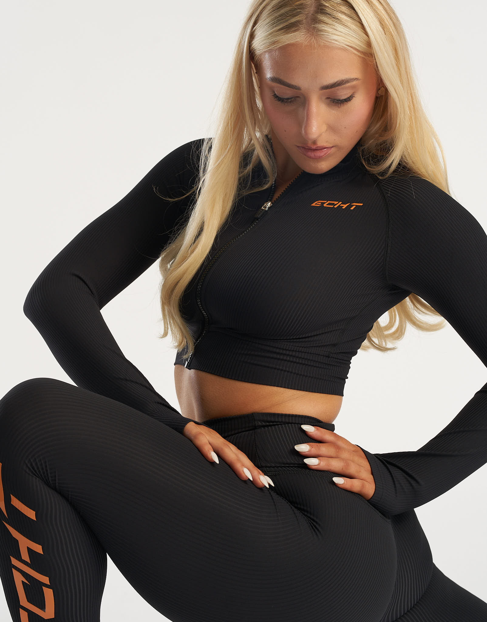 Rise Zip-Up Long Sleeve - Black Sprint Orange - Image 4