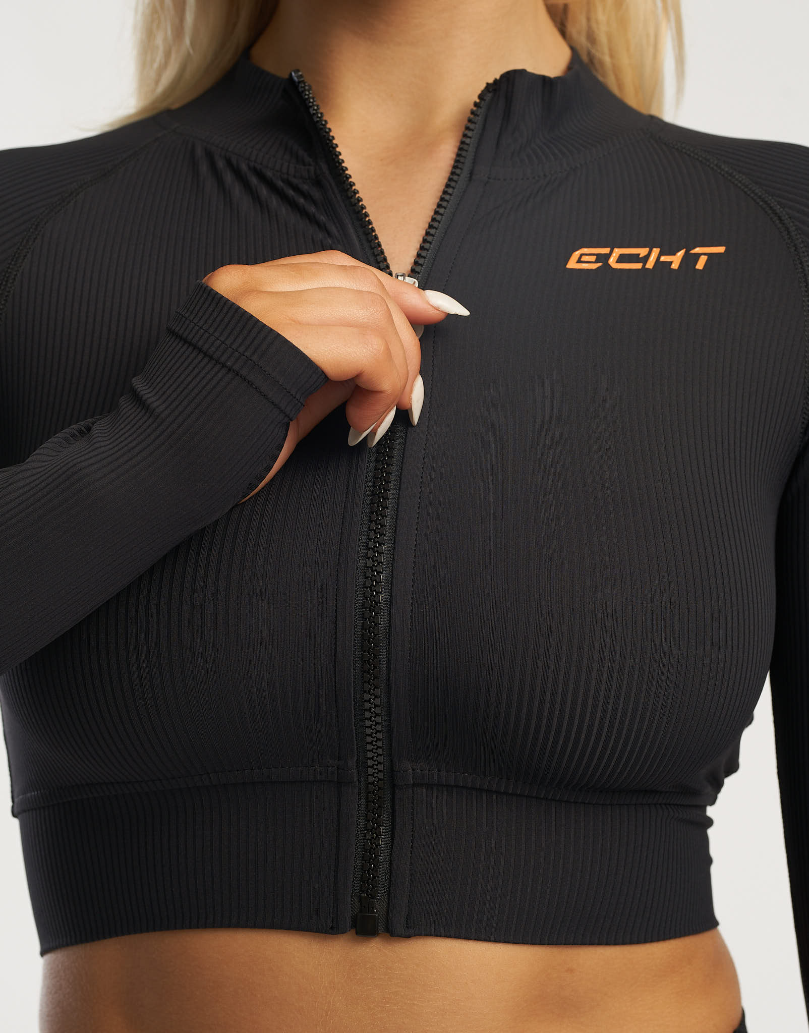 Rise Zip-Up Long Sleeve - Black Sprint Orange - Image 8