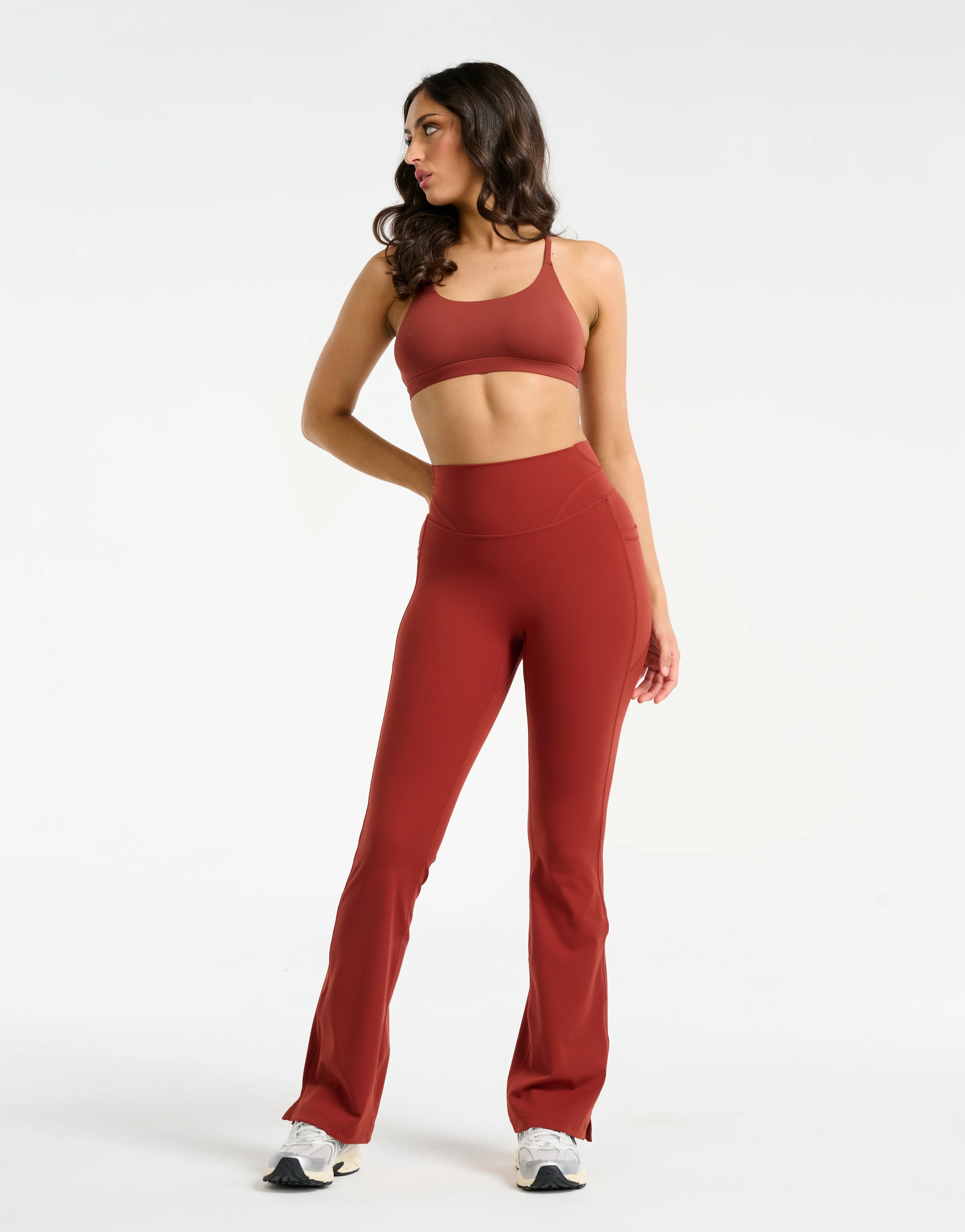 Sculpt Flare Pocket Leggings - Brown - Image 11