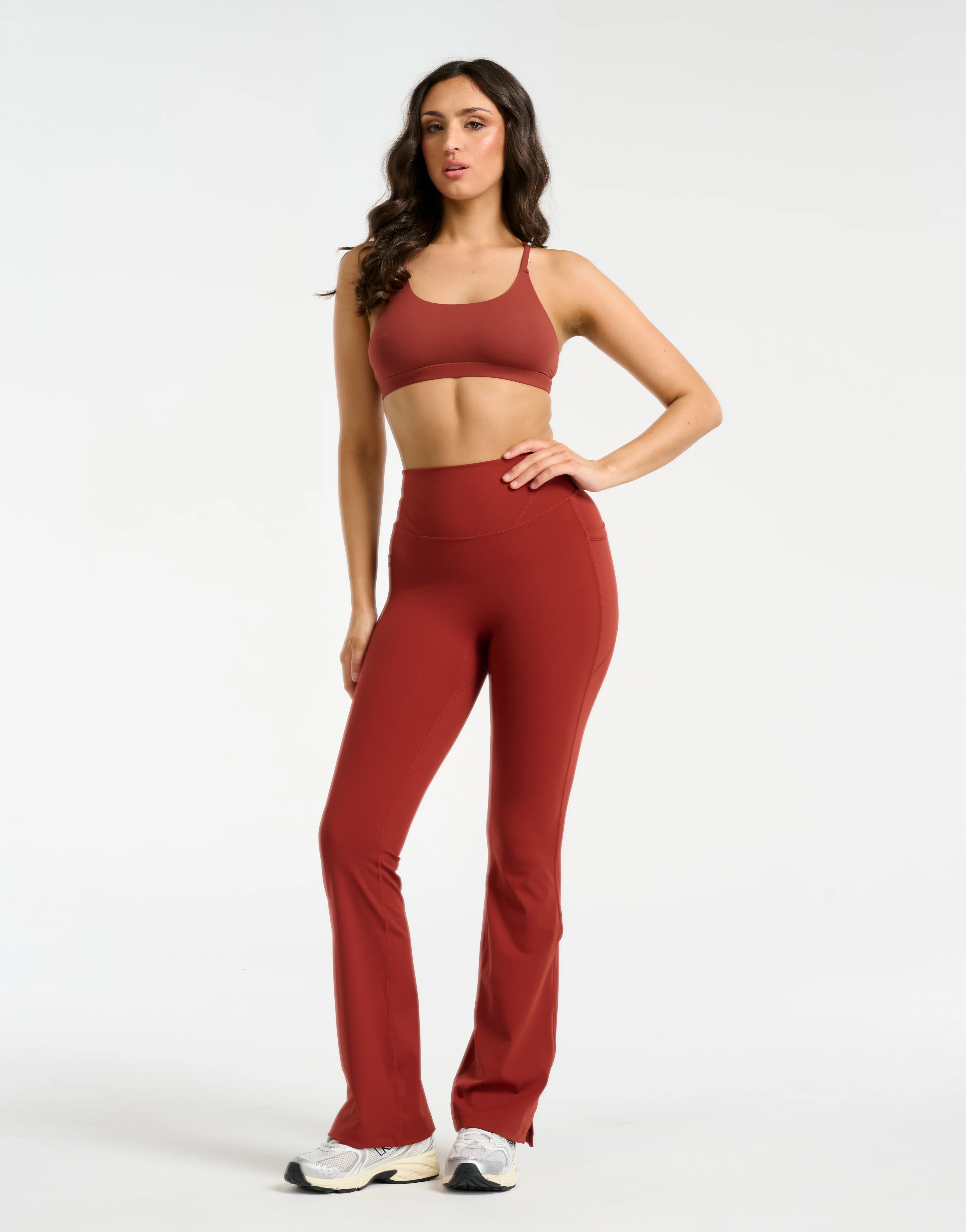 Sculpt Flare Pocket Leggings - Brown - Image 3