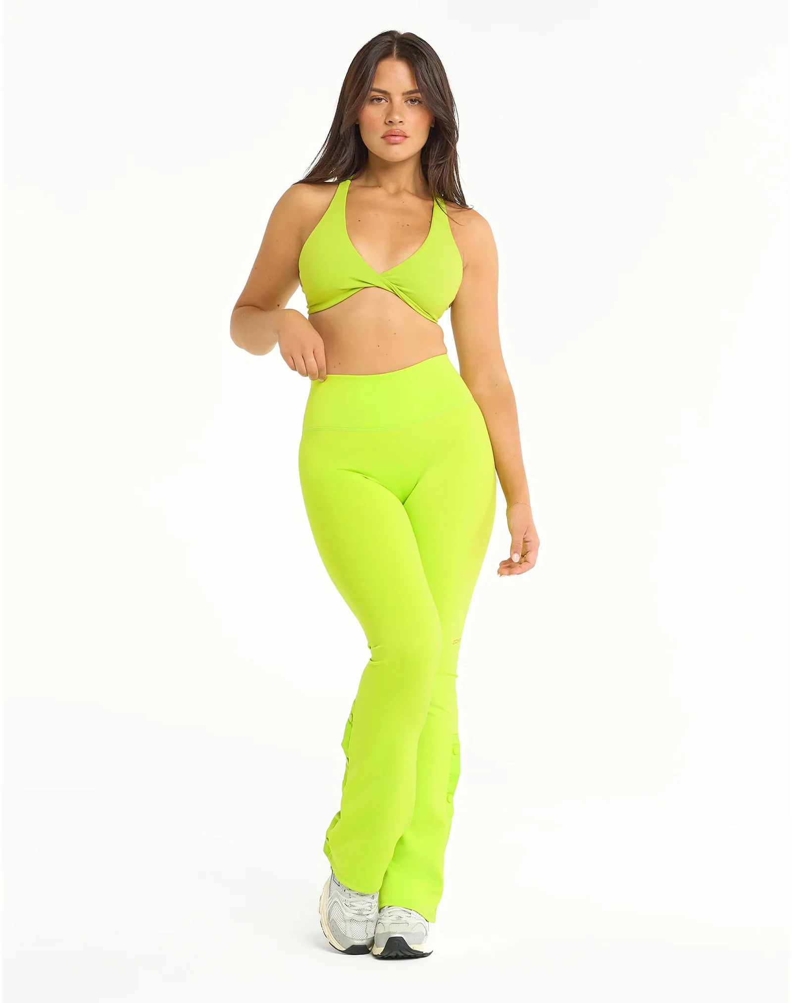 Snap Flare Leggings - Lime Green - Image 7