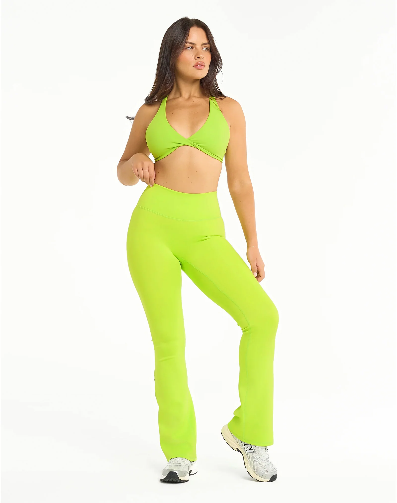 Snap Flare Leggings - Lime Green - Image 8