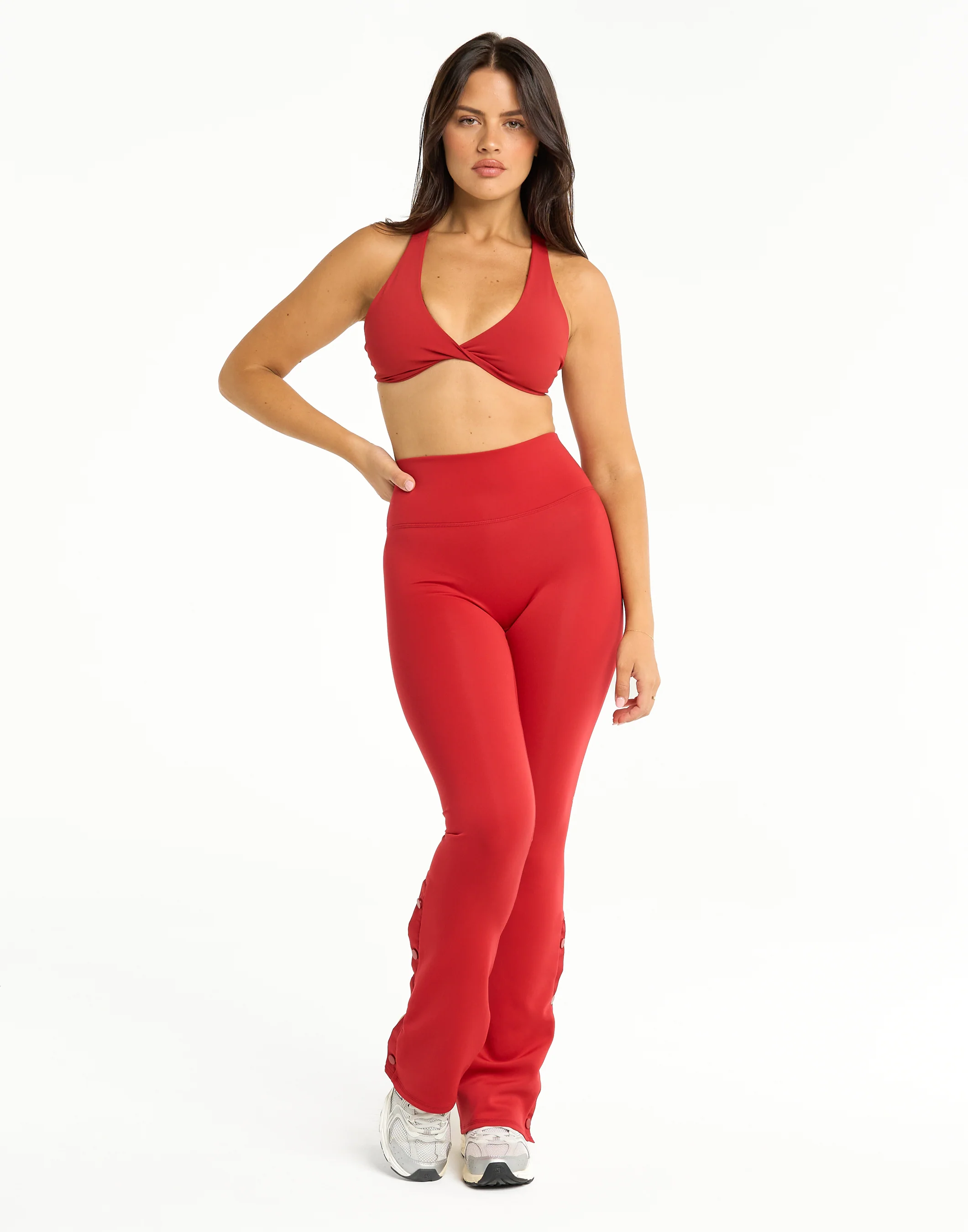 Snap Flare Leggings - Scarlet Red - Image 4