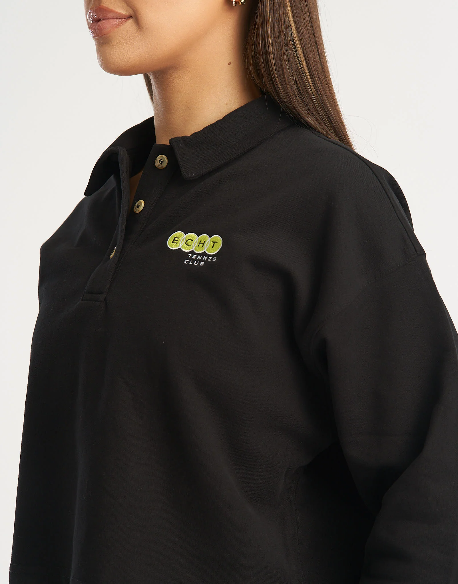 Tennis Polo Pullover - Black - Image 3
