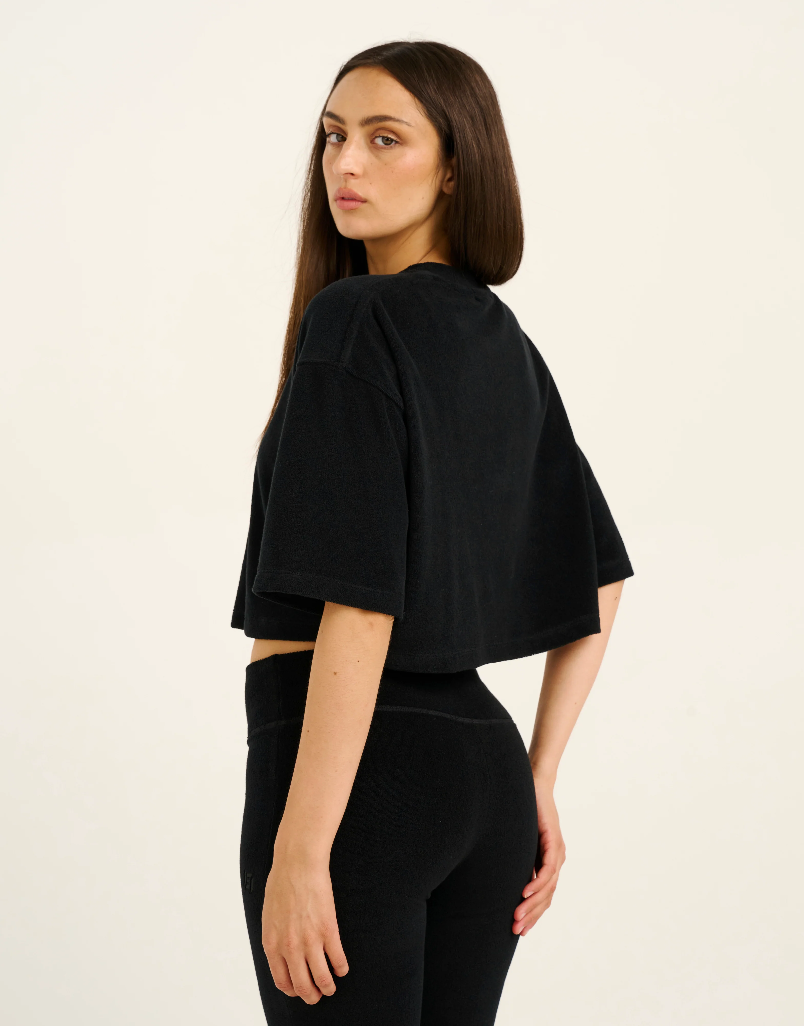 Terry Crop Tee - Black - Image 10